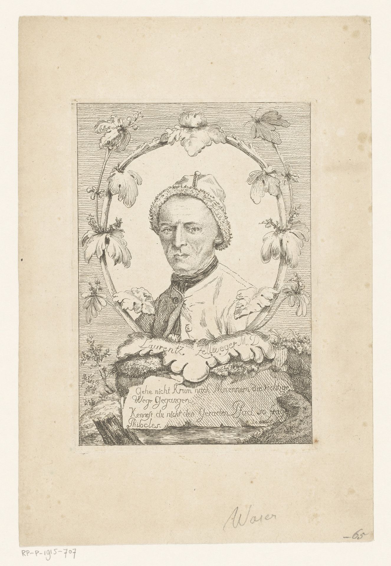 Portret van Laurenz Zellweger by Johann Caspar Waser