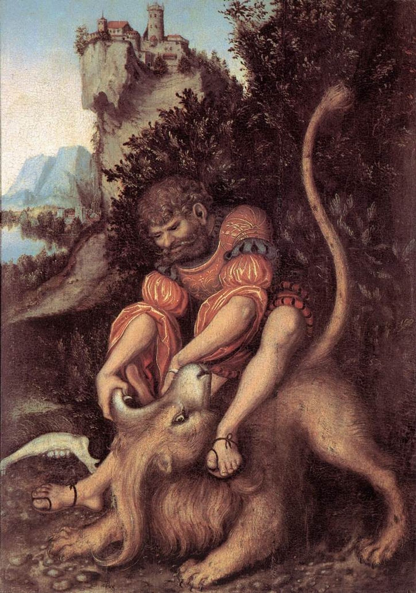 Samson's Fight with the Lion by Lucas Cranach the Elder