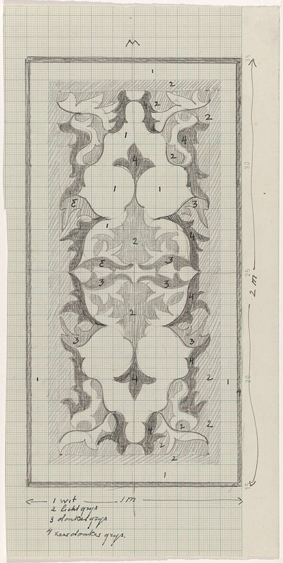 Decoratief ontwerp met kleuraanduidingen by Carel Adolph Lion Cachet