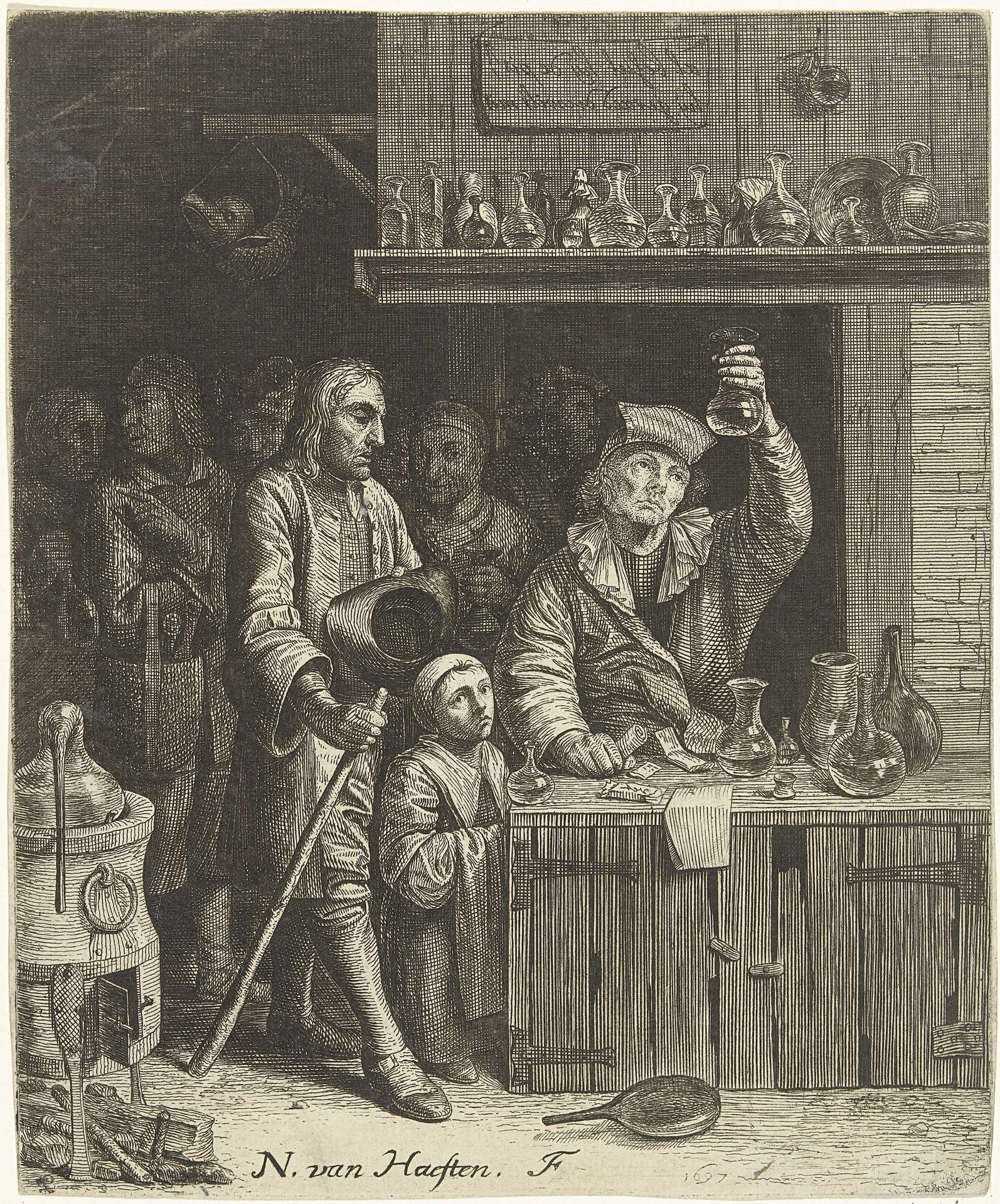 Piskijker en boeren familie by Nicolaes van Haeften