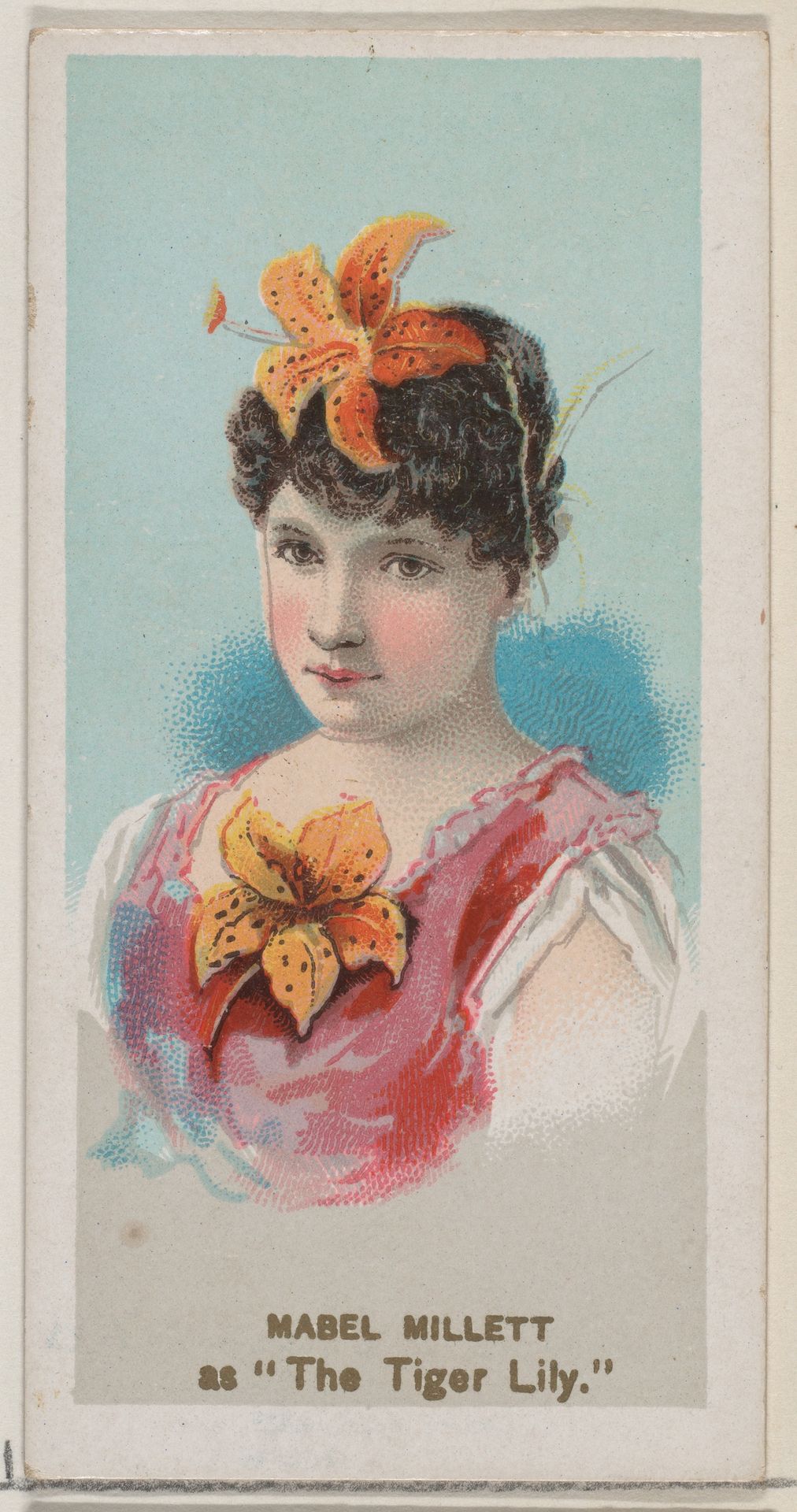 Mabel Millett as "The Tiger Lily," from the series Fancy Dress Ball Costumes (N73) for Duke brand cigarettes by W. Duke, Sons & Co.