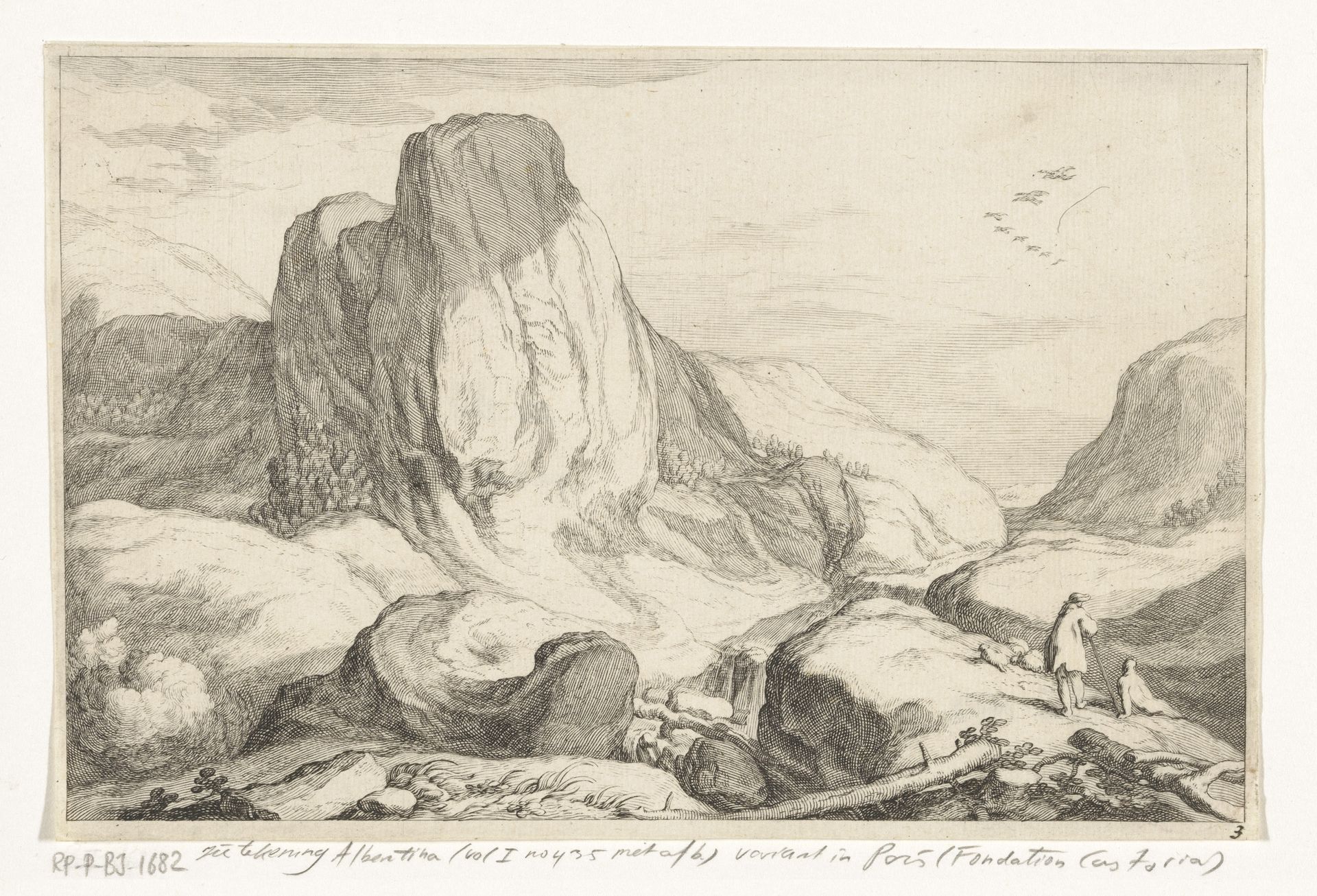 Rotsachtig landschap met twee herders by Frederick Bloemaert