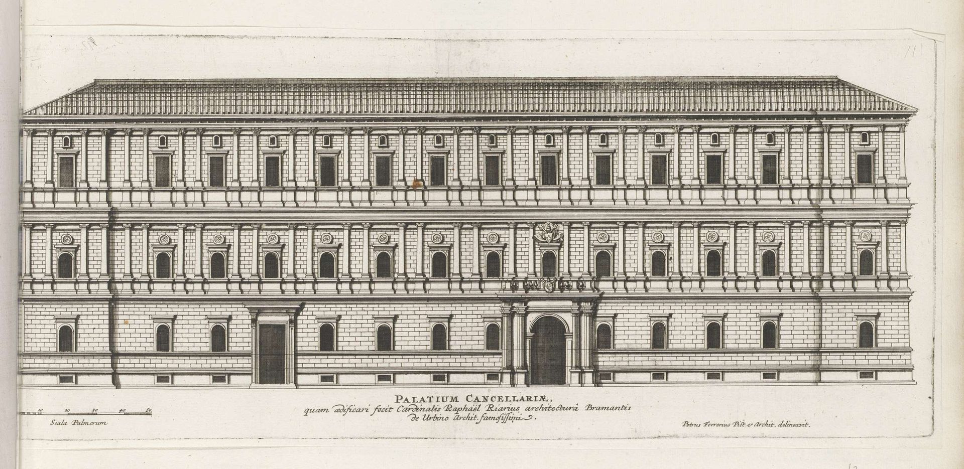 Façade van Palazzo della Cancelleria te Rome by Giovanni Battista Falda