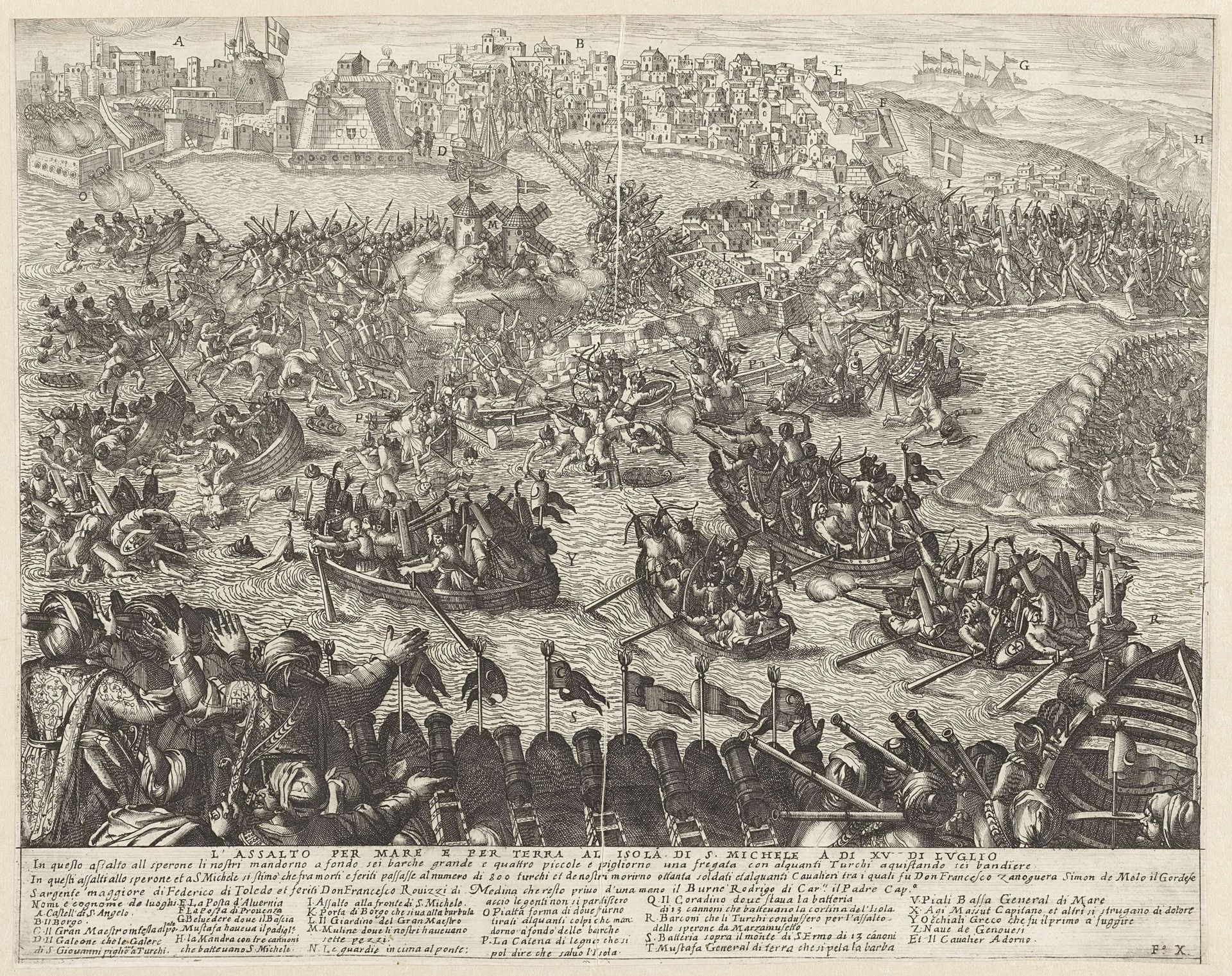 Aanval over zee en land op San Michele by Antonio Francesco Lucini