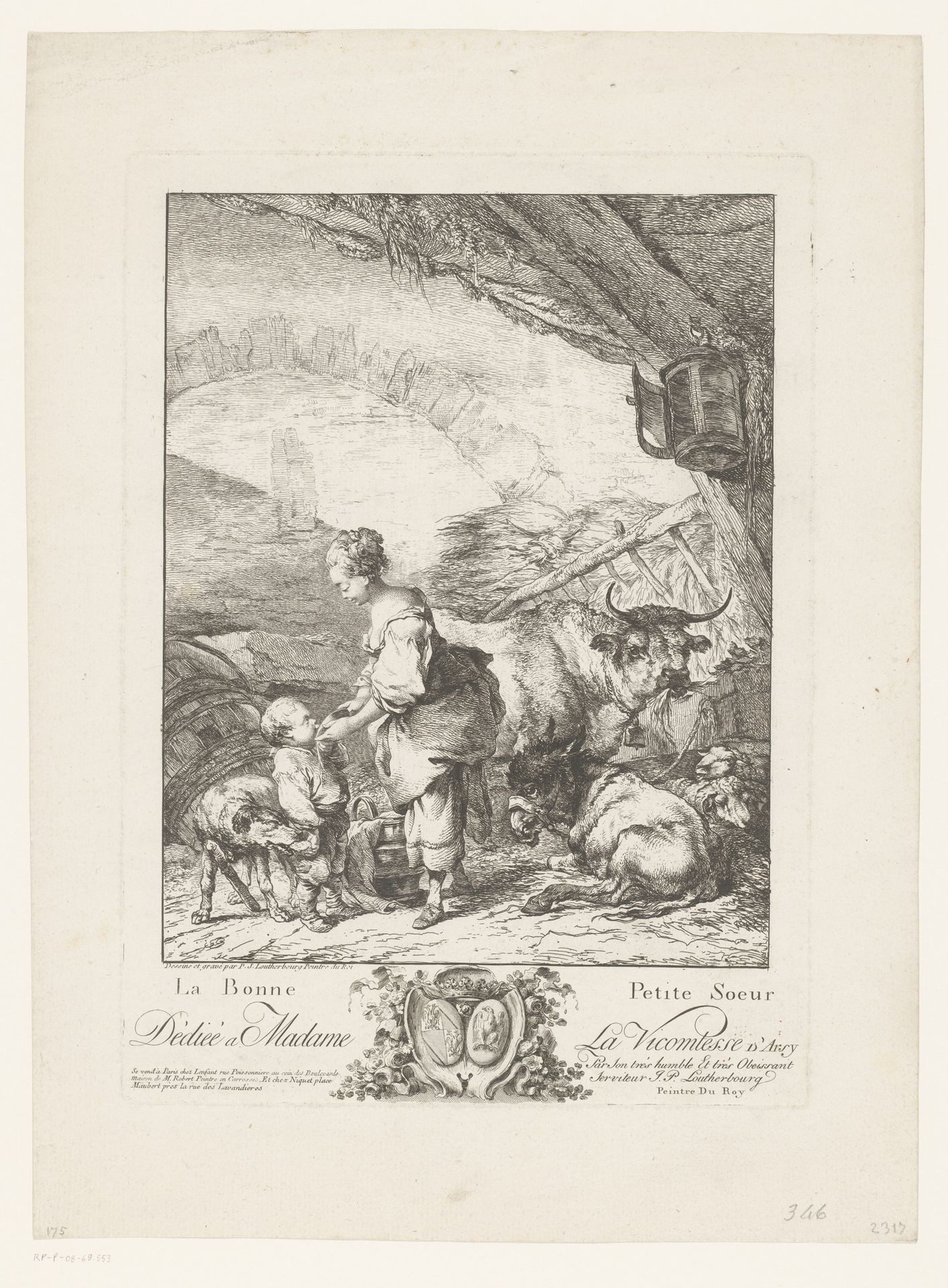 Meisje met een kind in een stal by Philipp Jacques (I) Loutherbourg