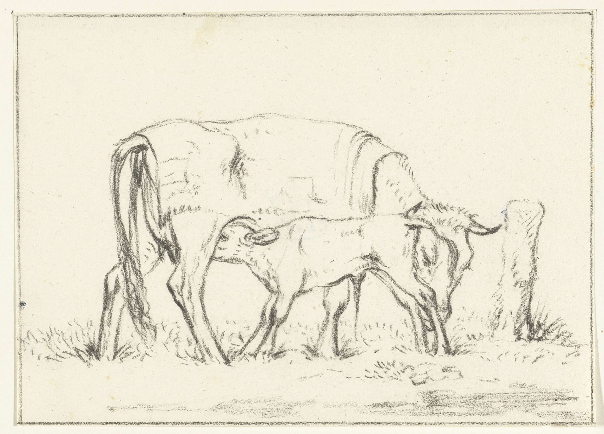 Kalf drinkend bij zijn moeder by Jean Bernard