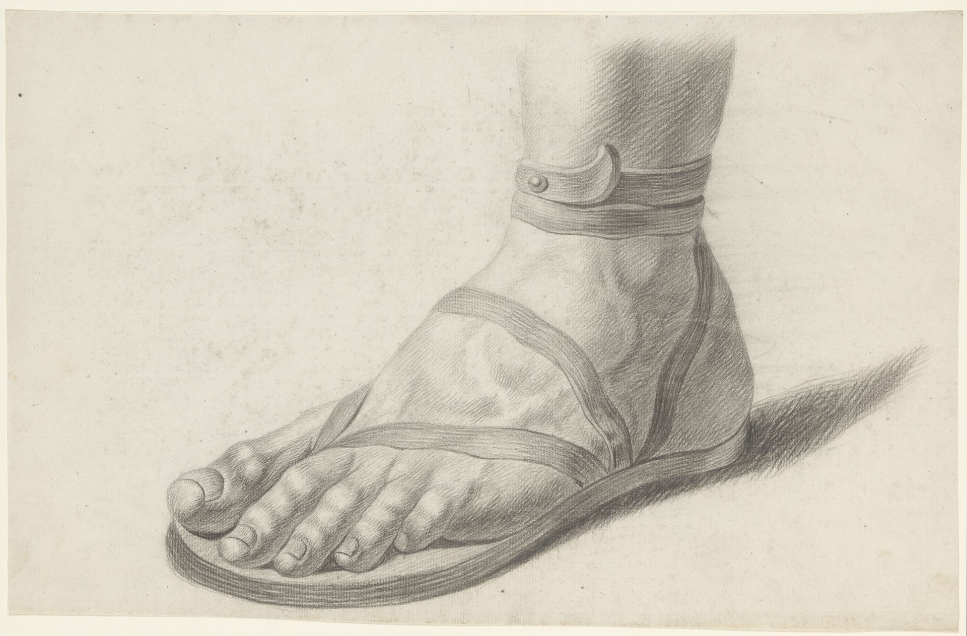 Academiestudie naar een gips van een antiek beeld: detailstudie van een voet by Johannes Tavenraat