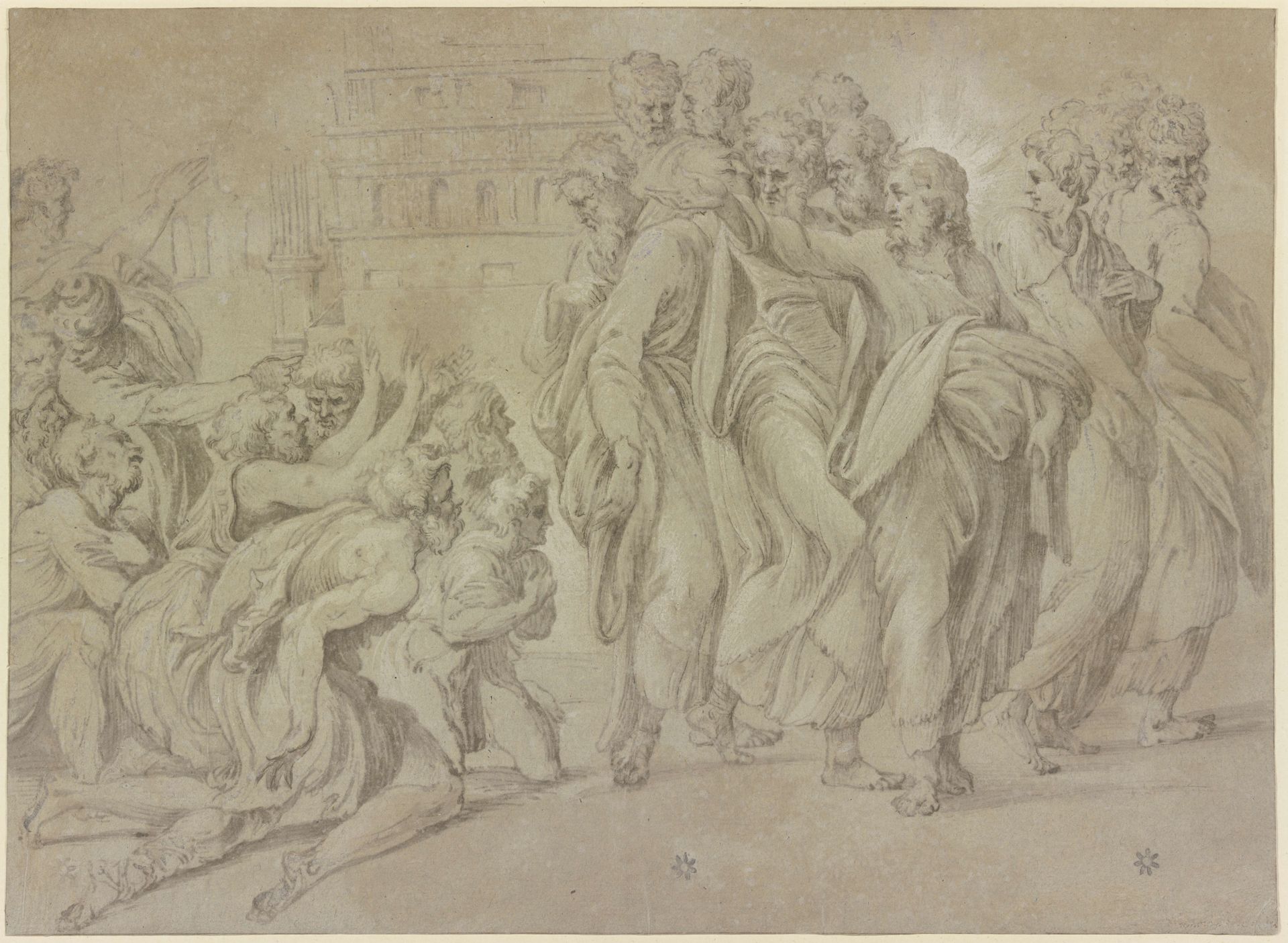 Christus, umgeben von den Aposteln, heilt die Leprakranken by Parmigianino