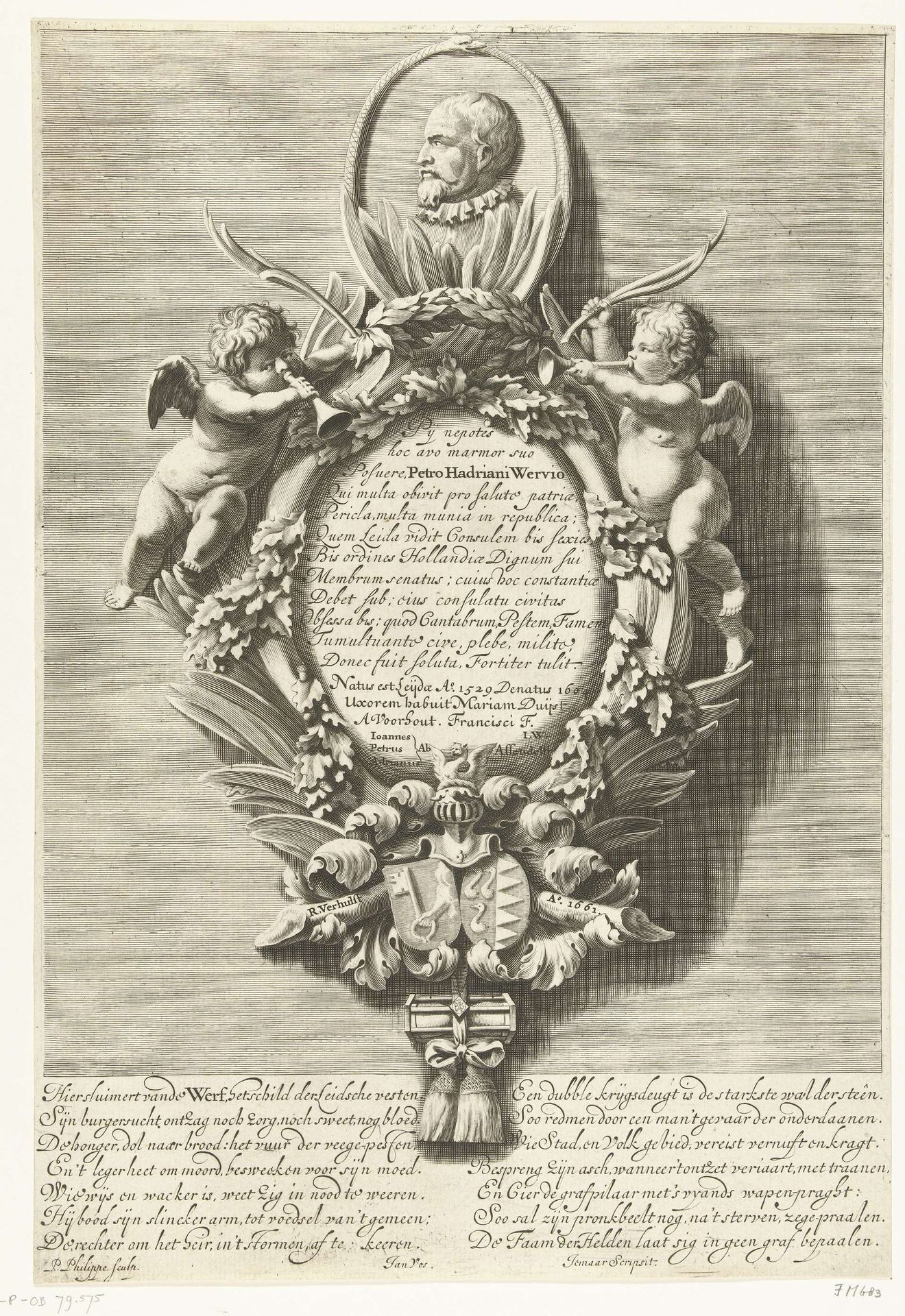 Grafmonument voor Pieter Adriaansz. van der Werff in de Hooglandse kerk te Leiden by Pieter Philippe
