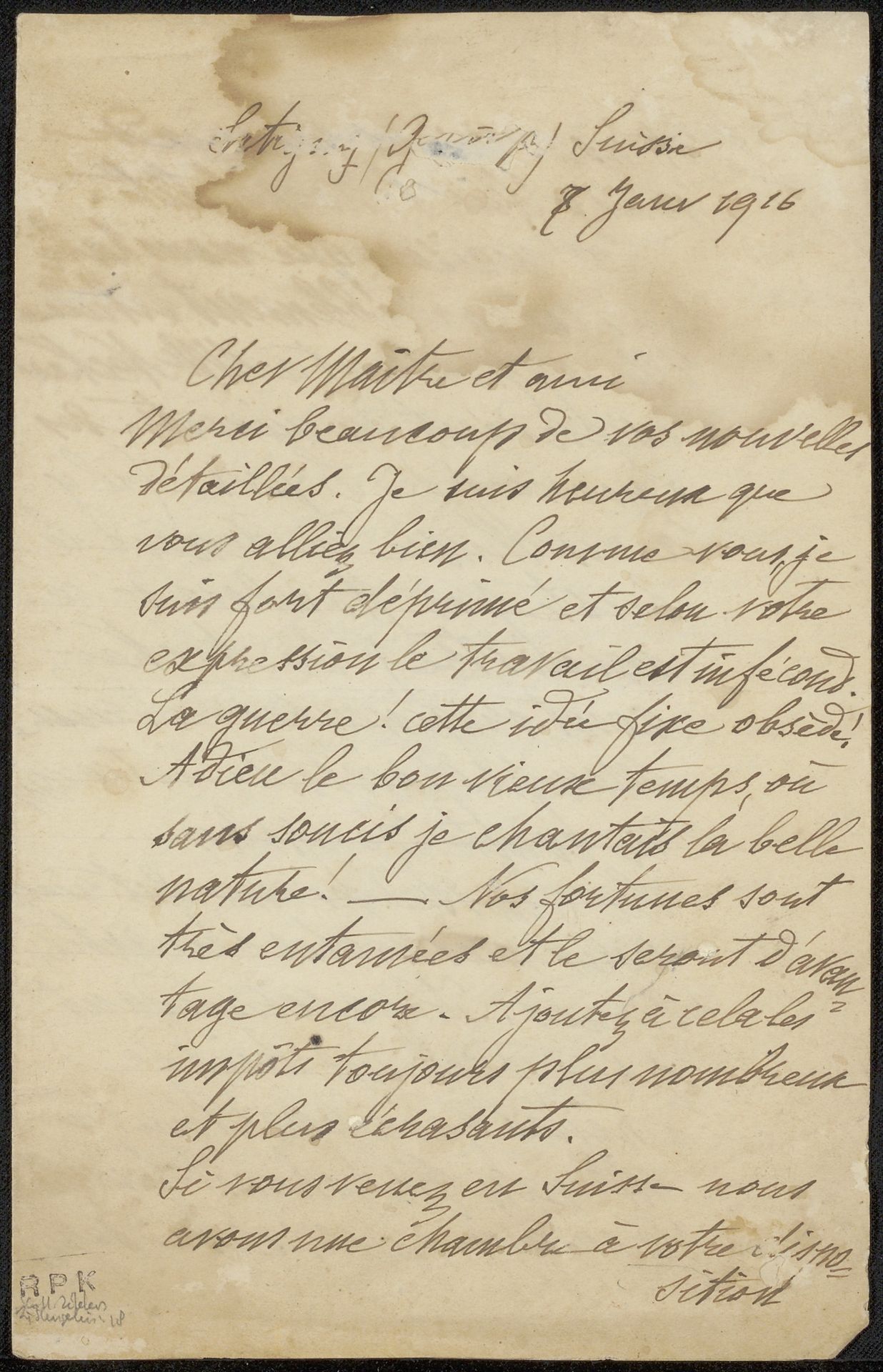 Brief aan Philip Zilcken by Alphonse Stengelin