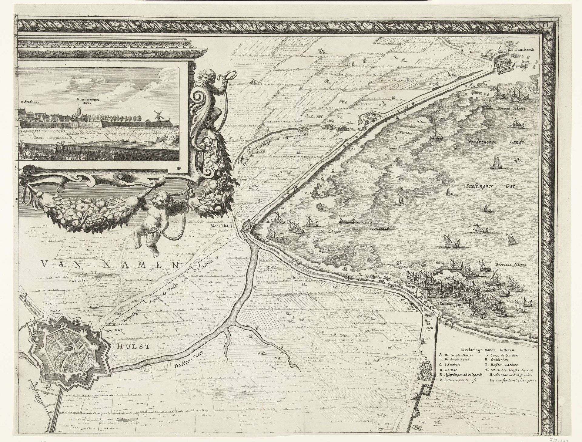 Beleg en verovering van Hulst door Frederik Hendrik (blad rechtsboven), 1645 by Abraham Dircksz. Santvoort