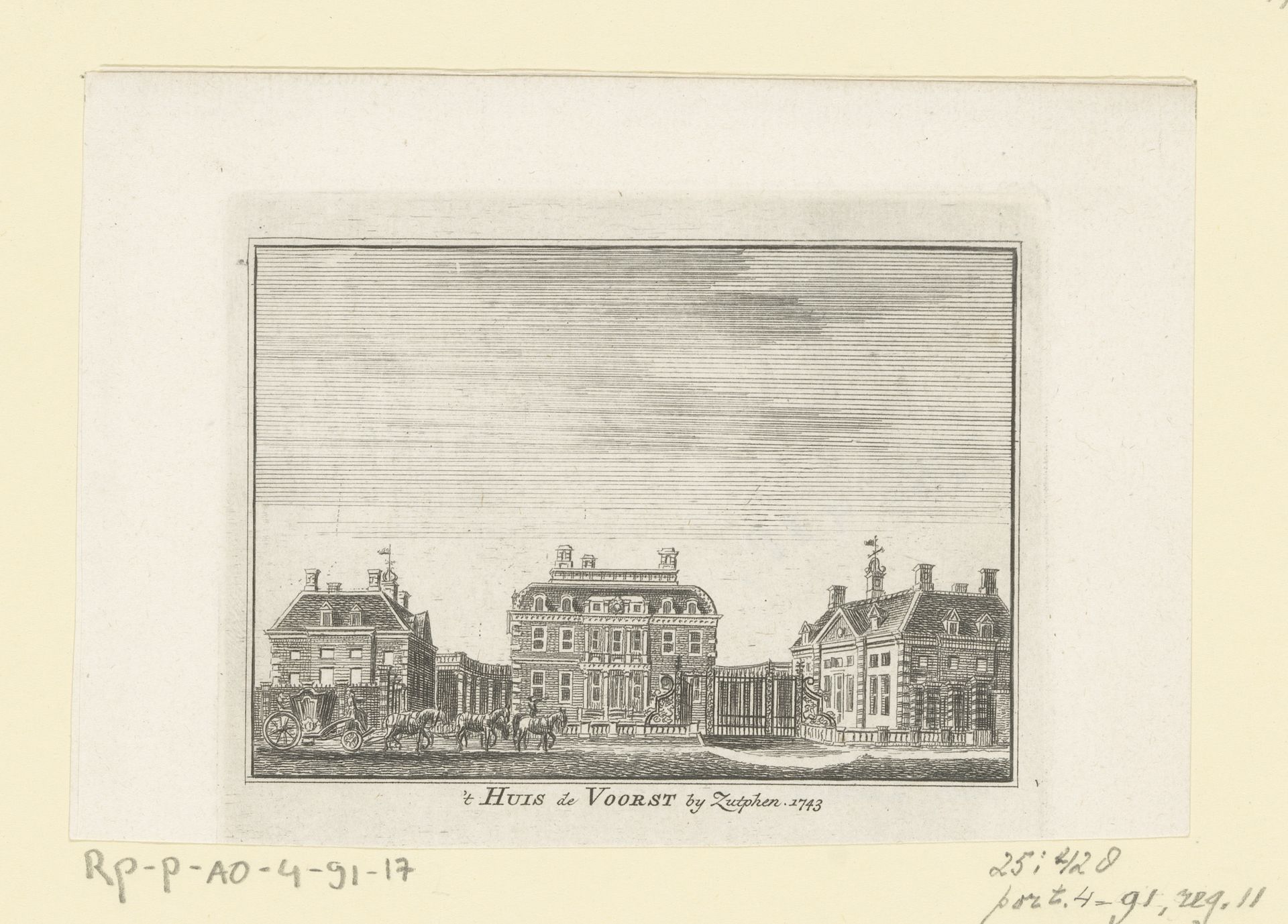 Gezicht op Huis de Voorst by Hendrik Spilman