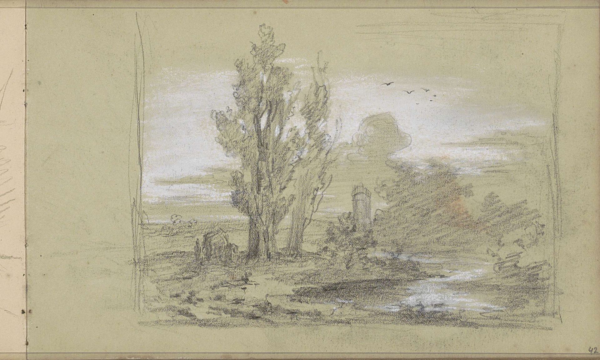 Landschap met toren by Willem Cornelis Rip