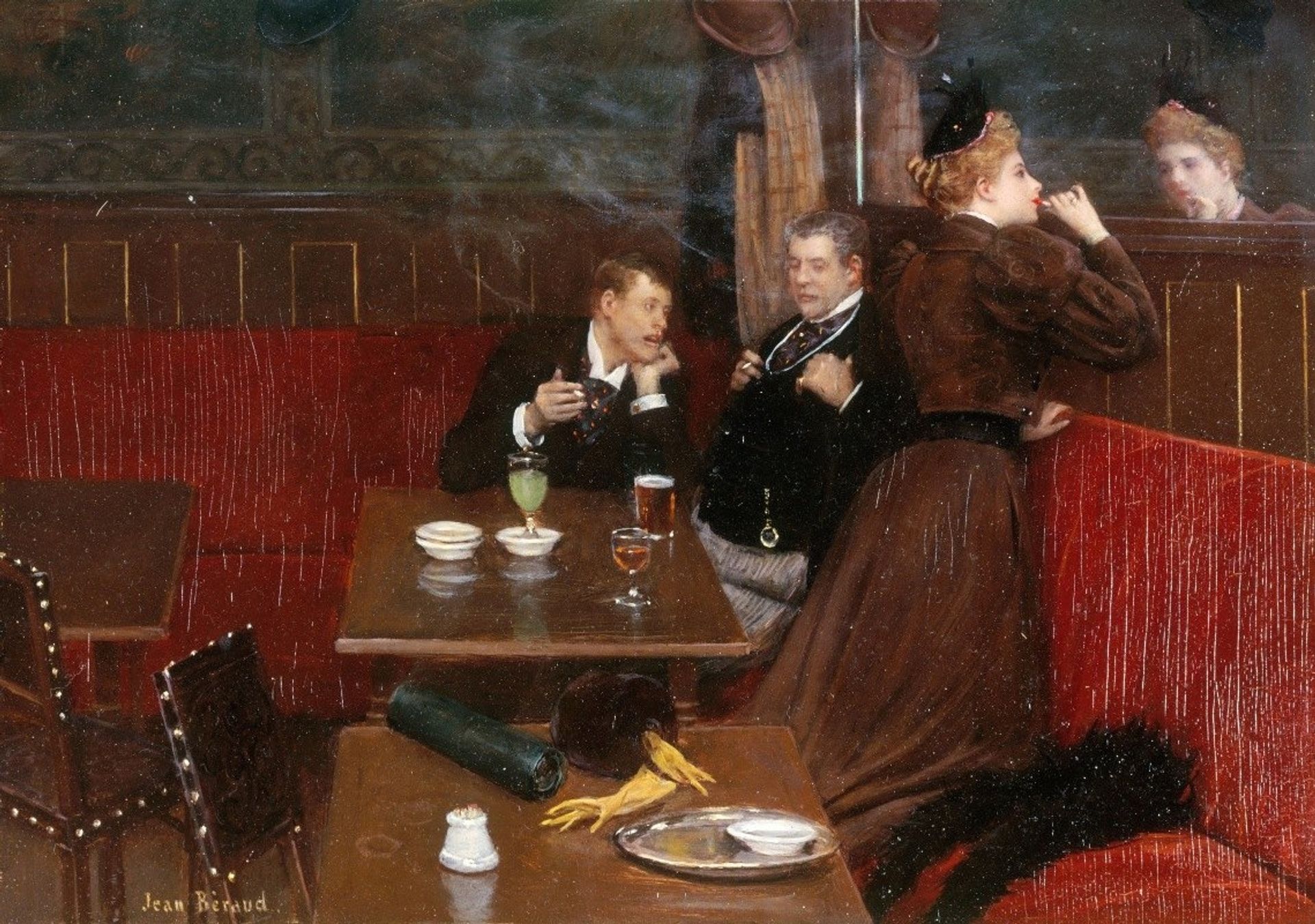 Trois personnages dans un café by Jean Béraud
