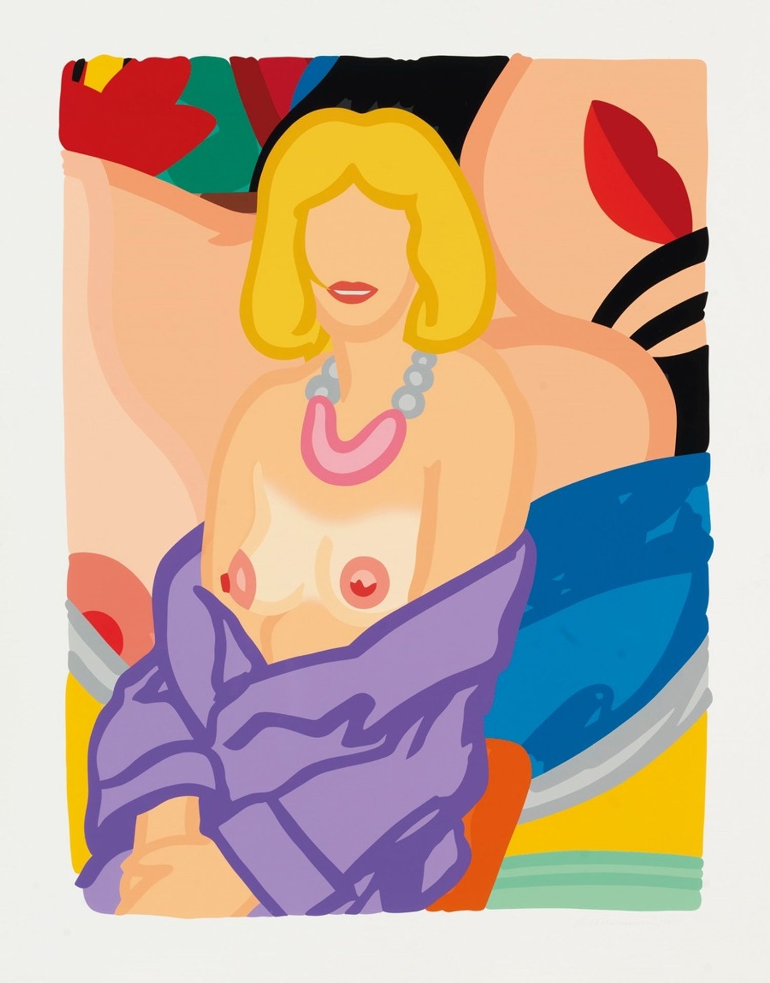 Claire Sitting with Robe Half Off by Tom Wesselmann
