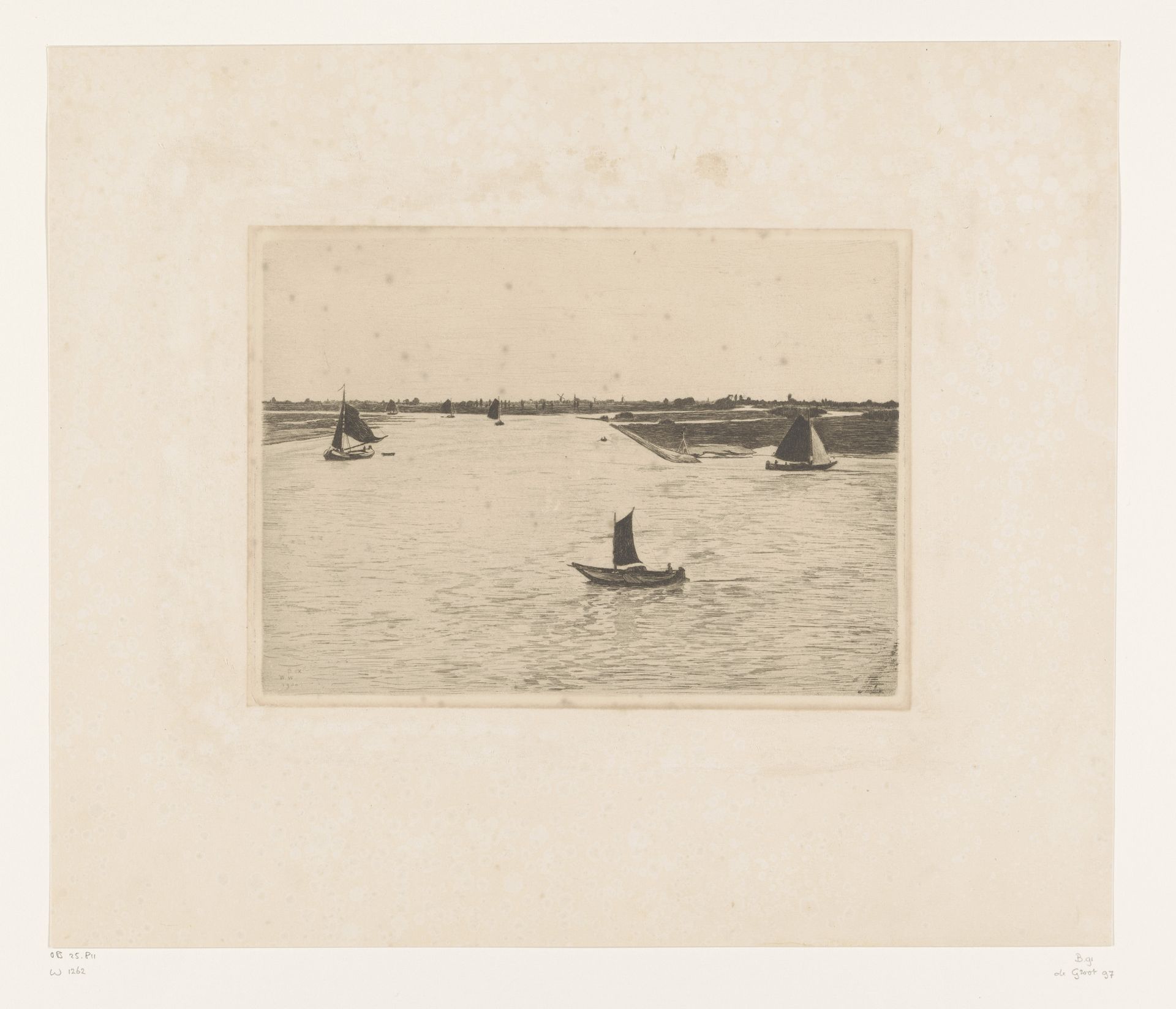 Gezicht op de rivier de Noord bij Dordrecht by Willem Witsen
