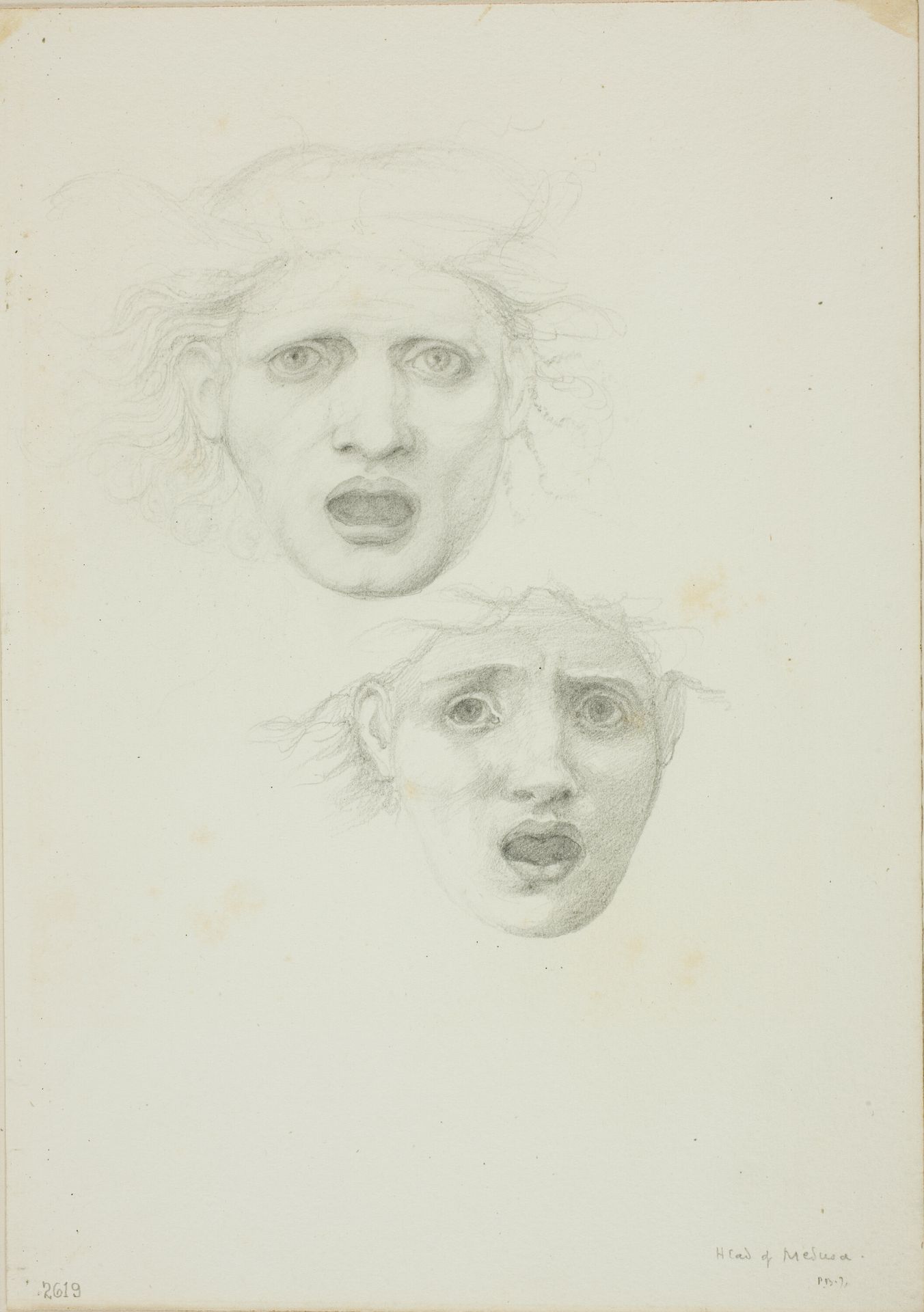 Head of Medusa, two studies for Rondanini Medusa by Edward Burne-Jones