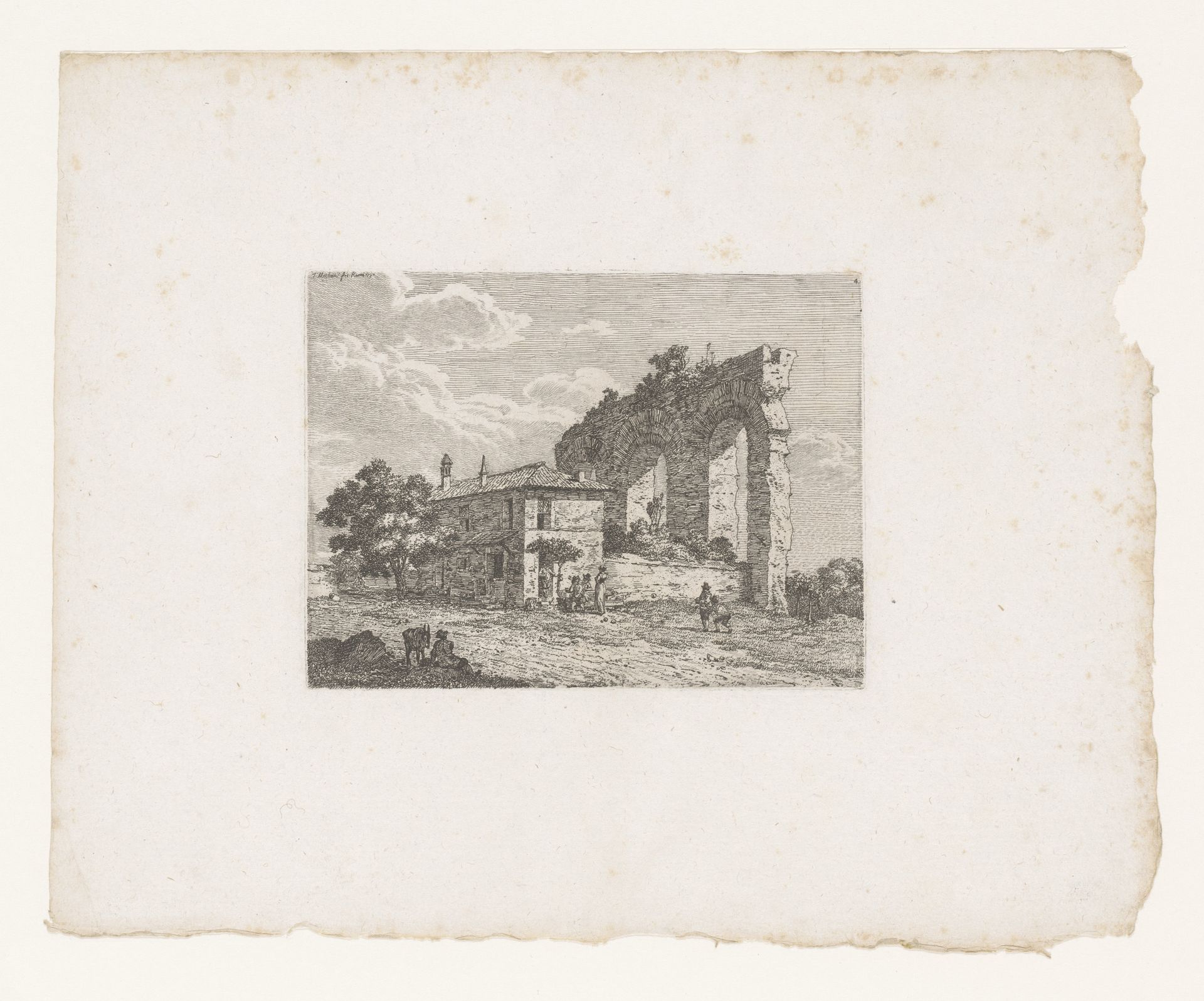 Italiaans landschap met ruïne by Jacob Wilhelm Mechau