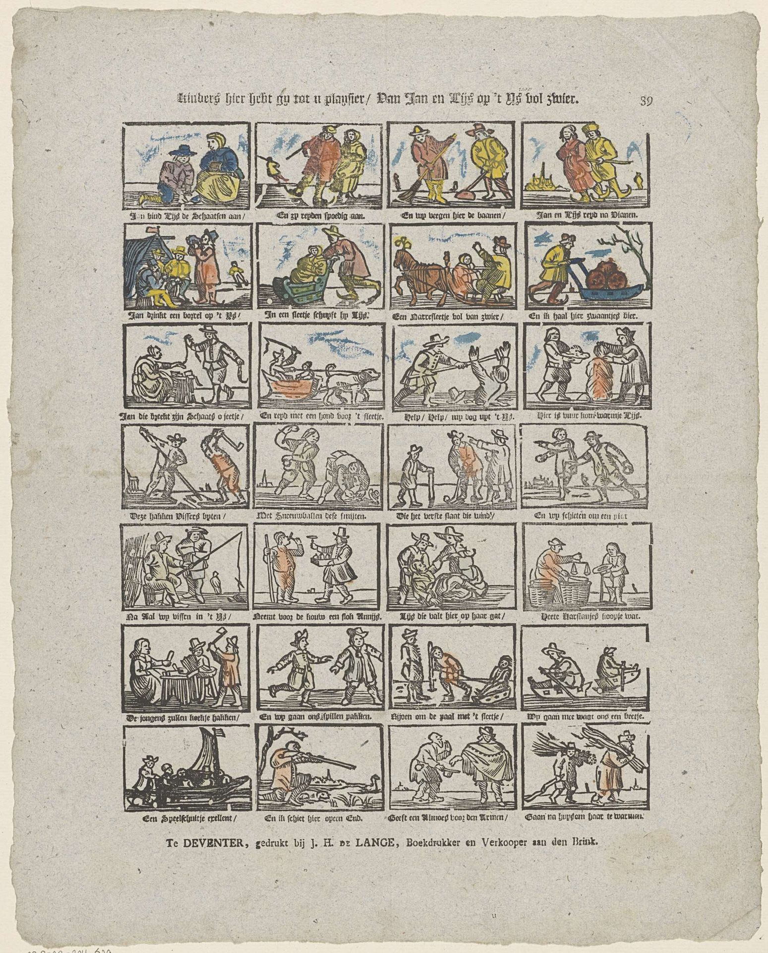 Kinders hier hebt gy tot u playsier / Van Jan en Lijs op 't ys vol zwier by Jan Hendrik de Lange