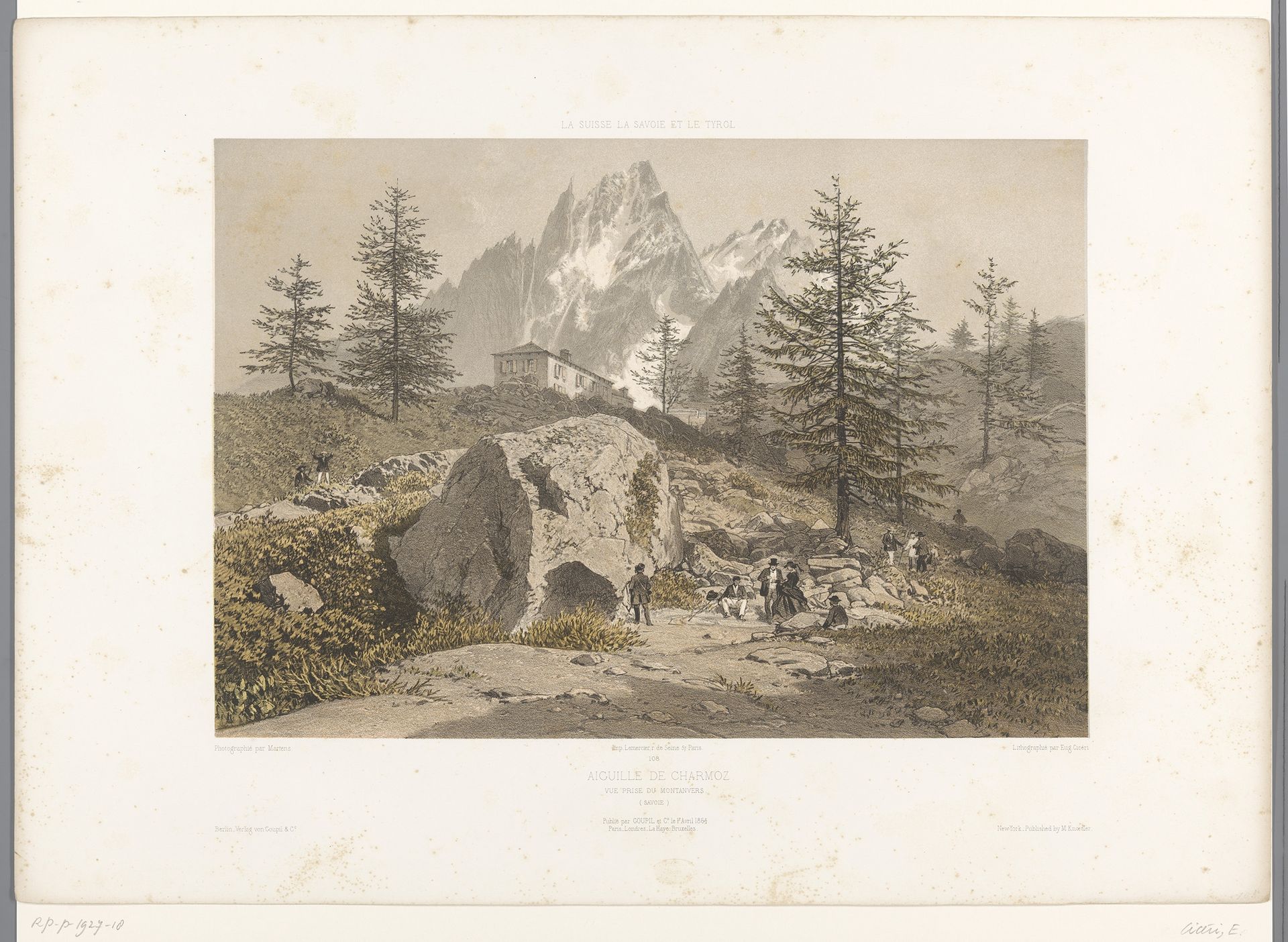 Landschap met wandelaars en zicht op de Aiguille des Grands Charmoz by Eugène Cicéri