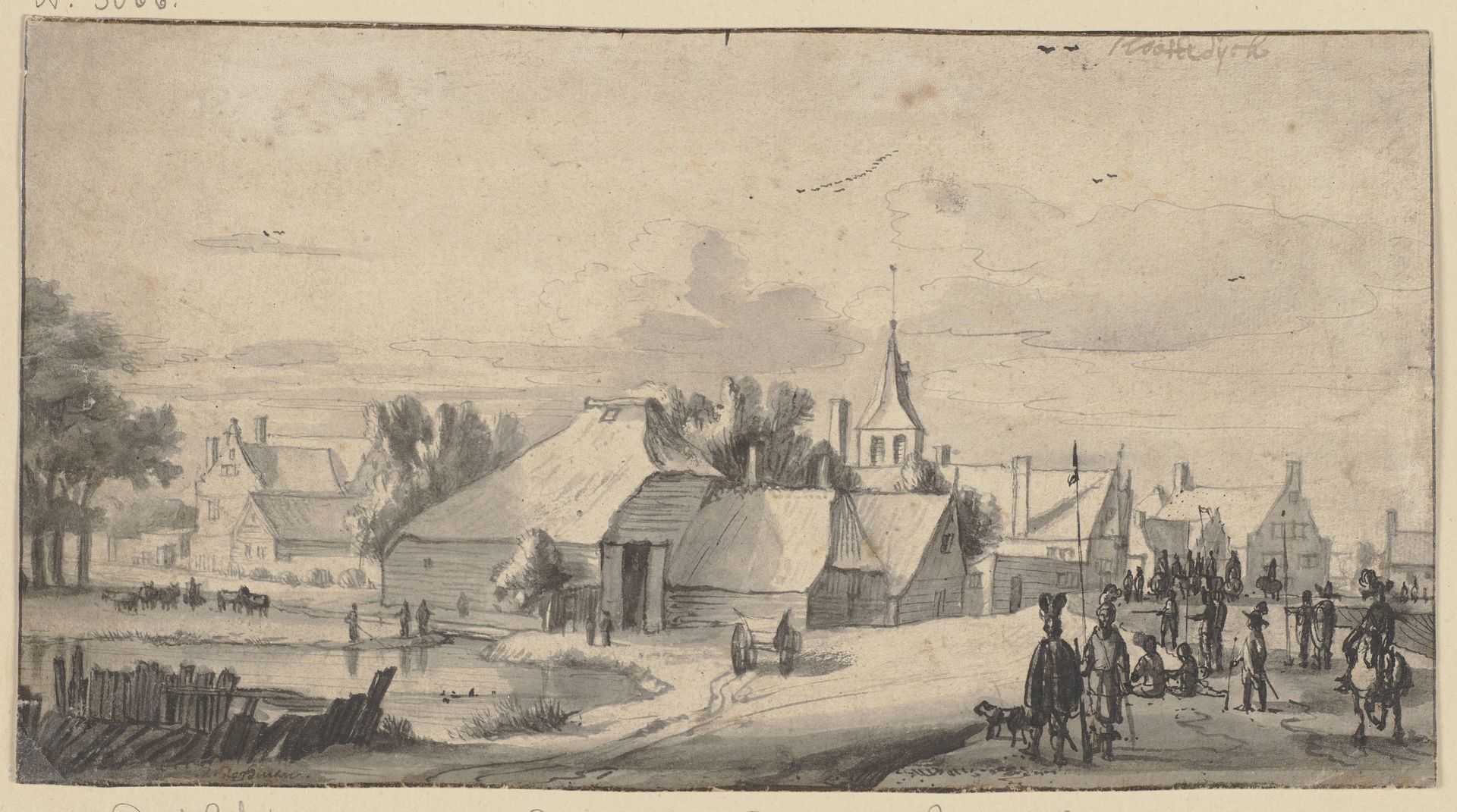 Das Dorf Sloterdyk zur Zeit des Durchzuges der Truppen des Prinzen Wilhelm II von Oranien im Jahre 1650 by Roelant Roghman