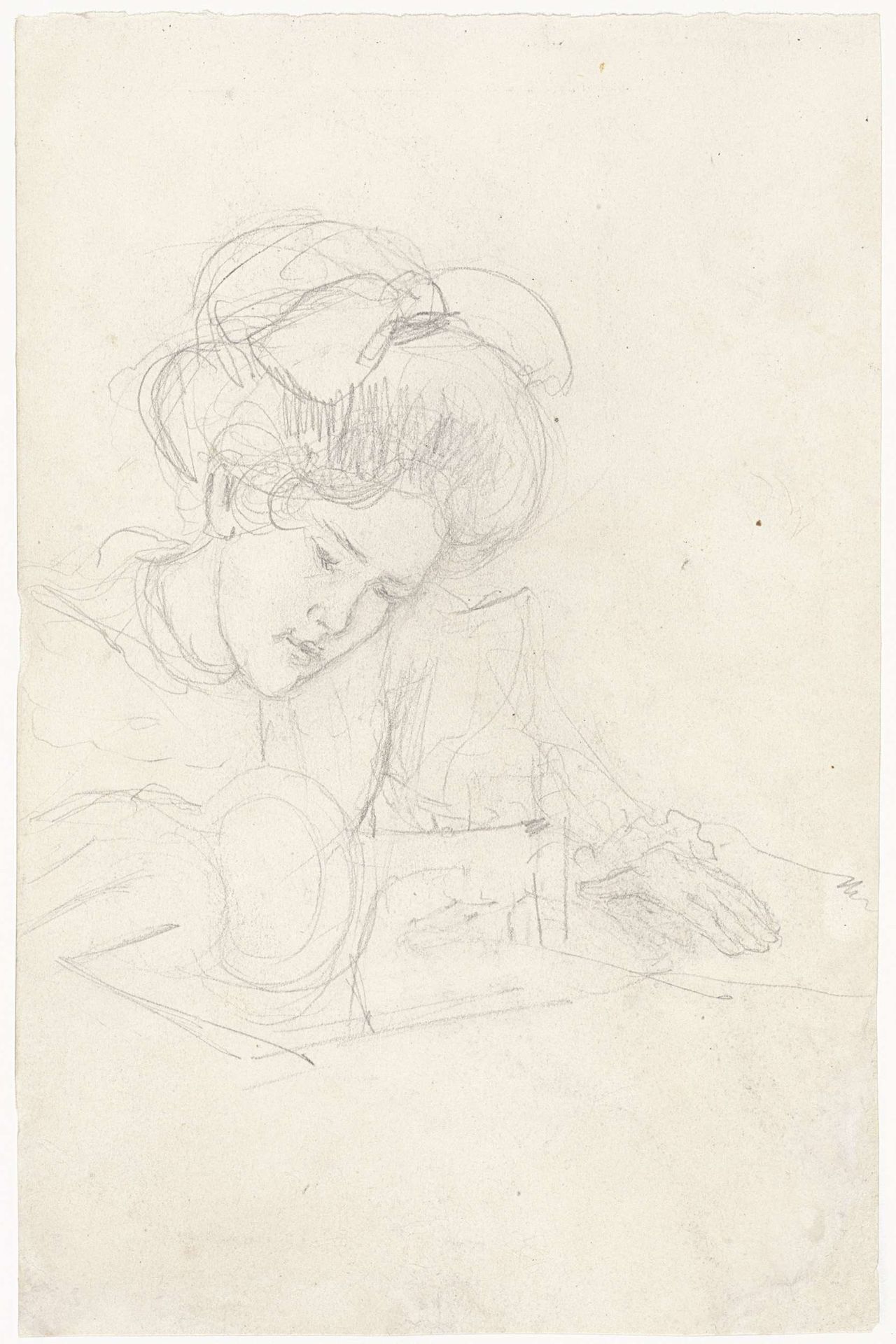 Vrouw achter een naaimachine by Jozef Israëls