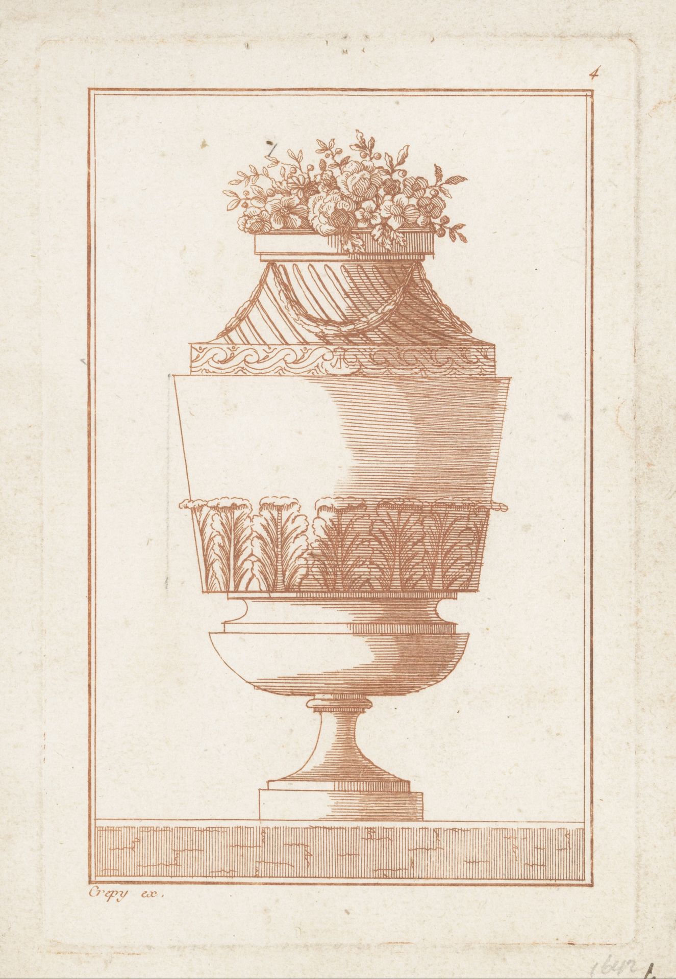 Neoklassieke vaas met bloementuil by P. (l'ainé) Moithey