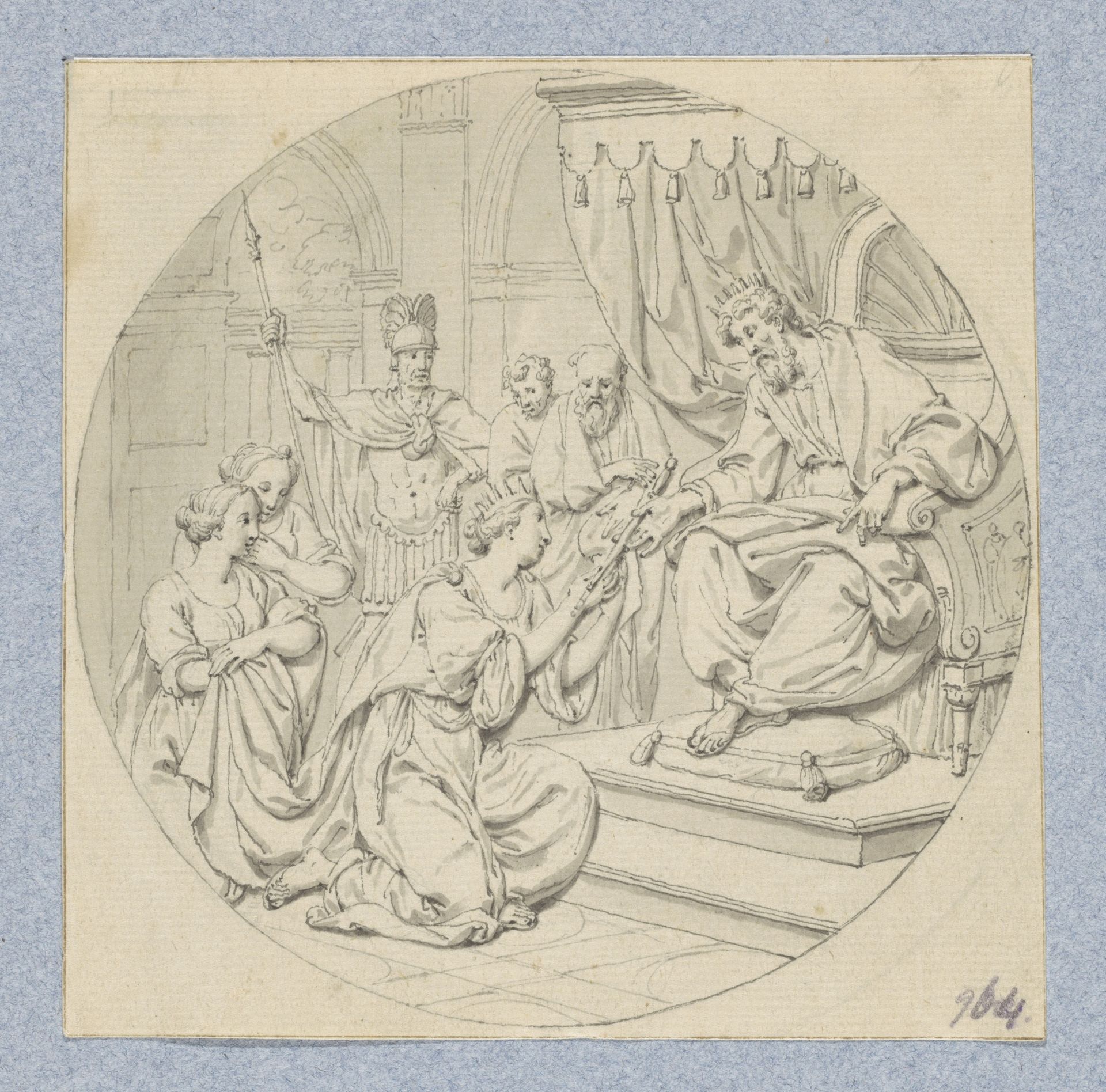 Esther voor Ahasverus (in doos met 43 tekeningen) by Louis Fabritius Dubourg