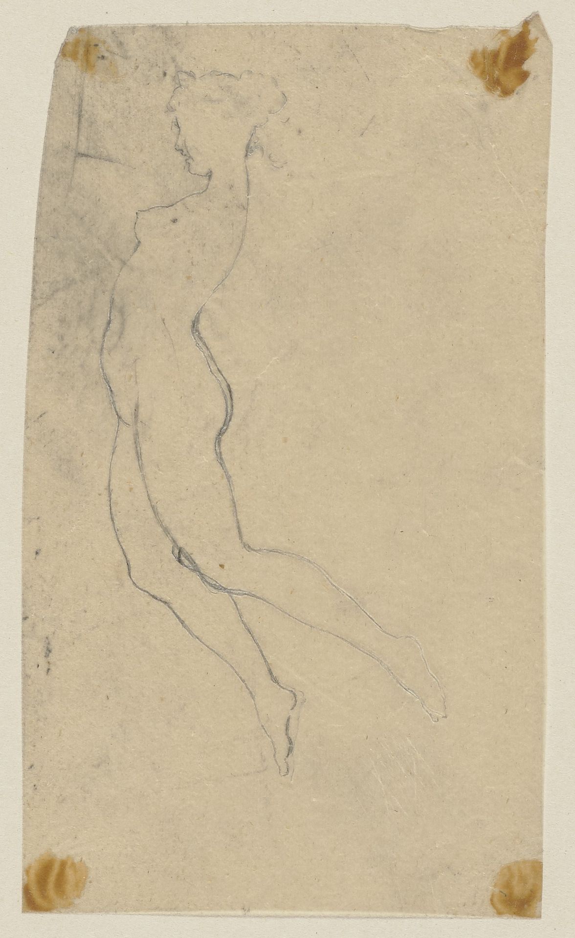 Titania, unbekleidet und mit hochgestecktem Haar, schwebend, nach links by Paul Konewka