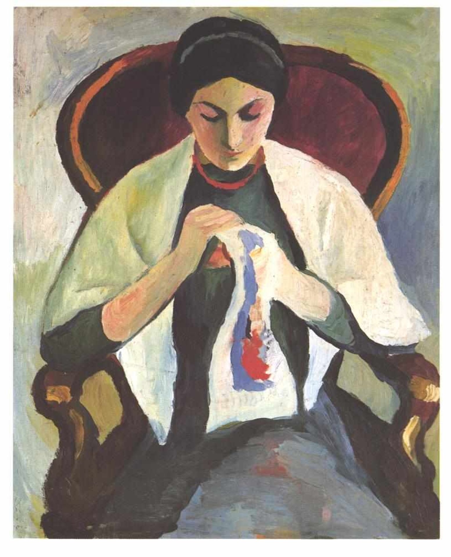 Woman Sewing by August Macke