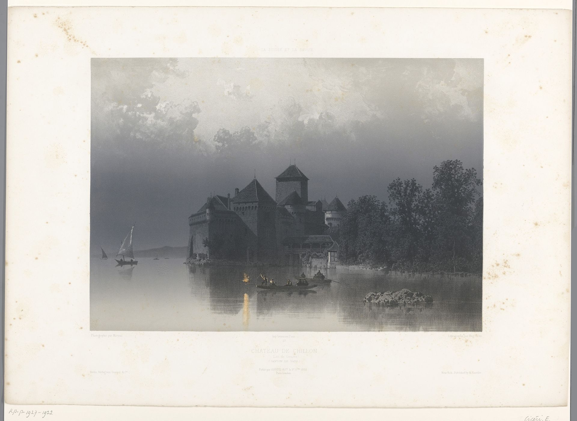 Zicht op het Kasteel van Chillon aan het meer van Genève by Eugène Cicéri