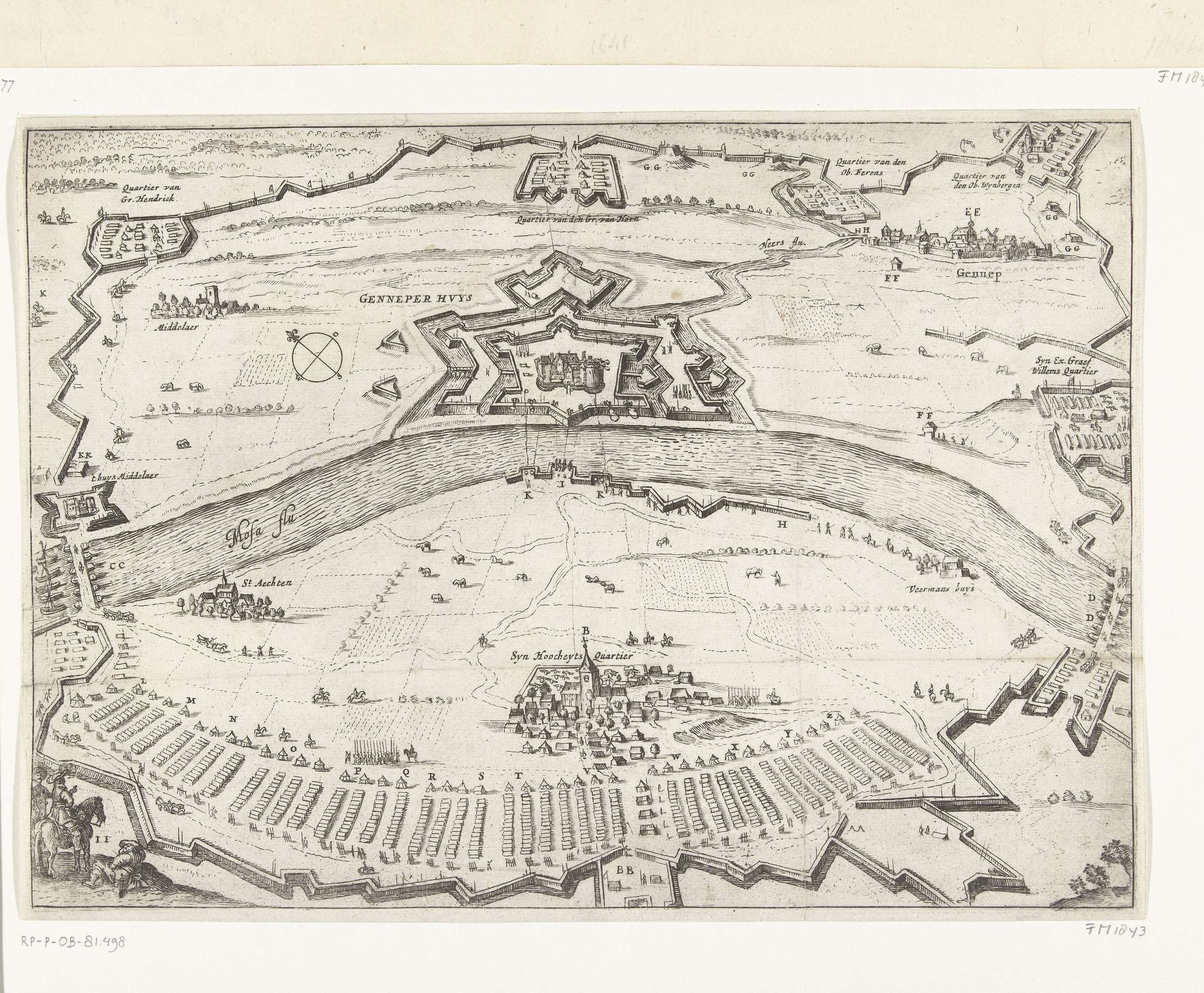 Kaart van het beleg van Huis te Gennep, 1641 by Anonymous