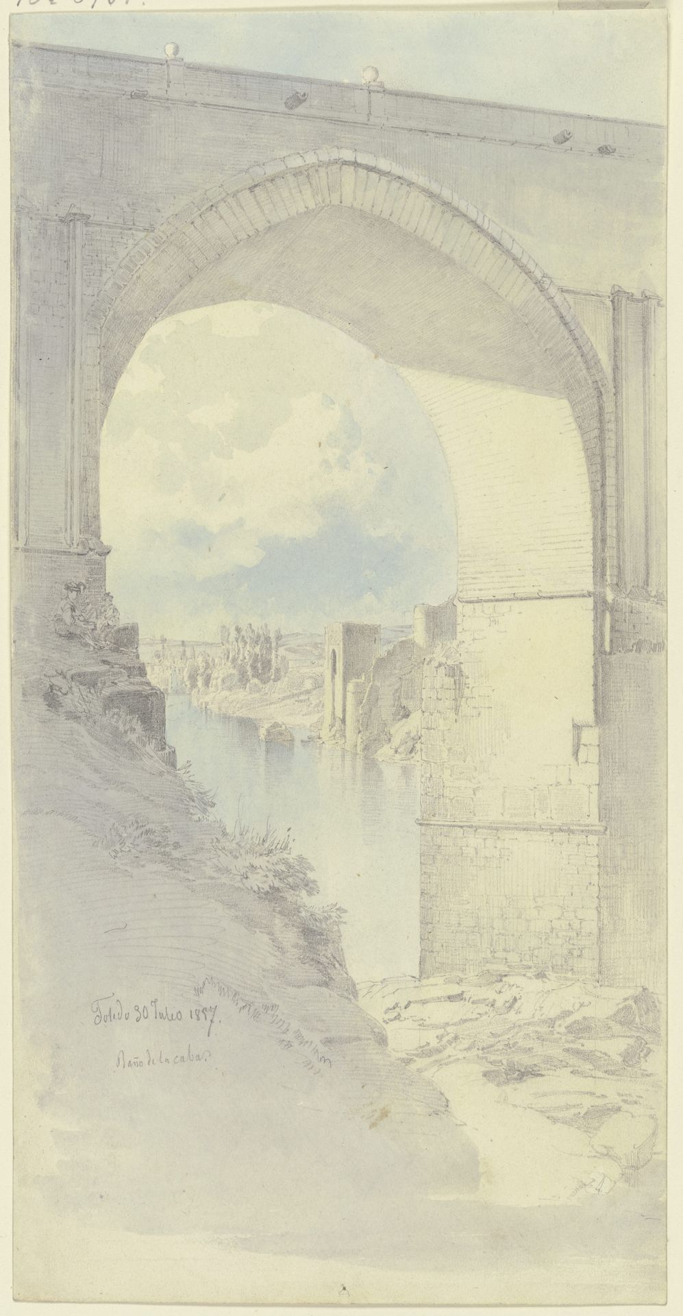 Durchblick durch den Bogen einer Brücke in Toledo by Fritz Bamberger