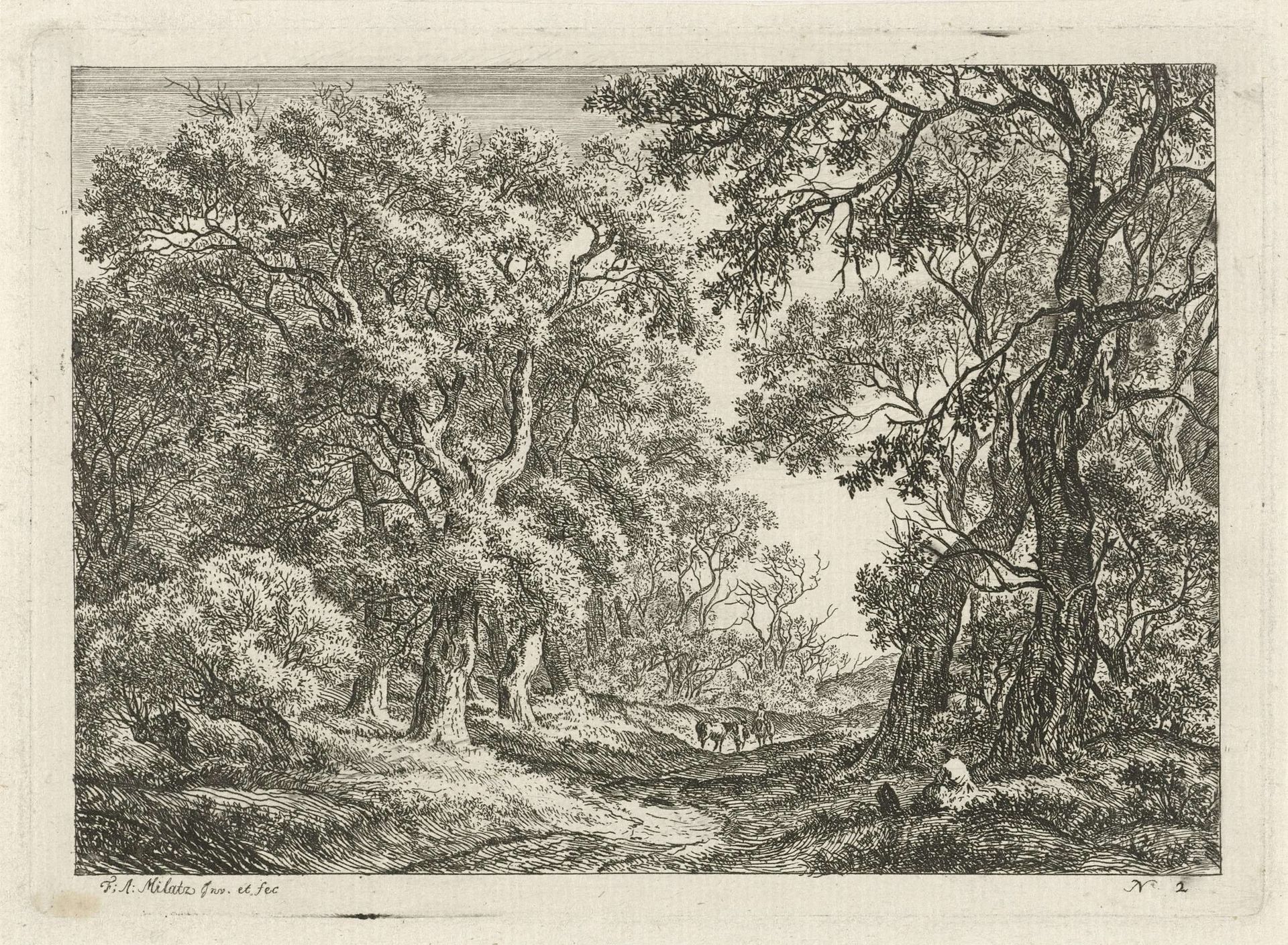 Weg tussen de bomen by Franciscus Andreas Milatz