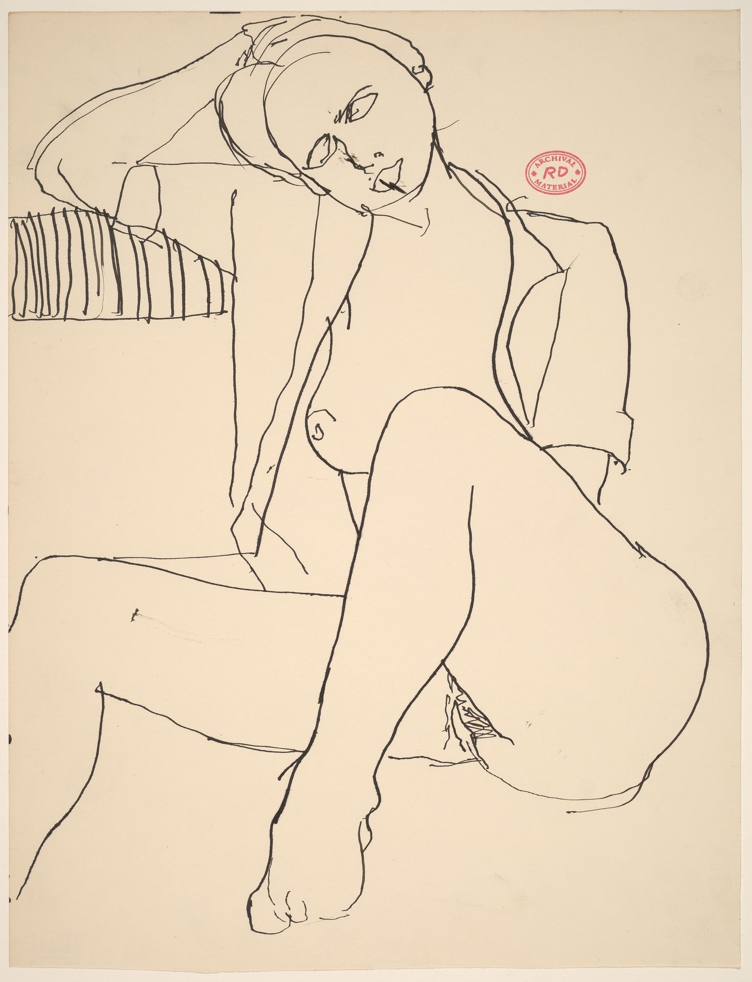 Untitled [seated female nude in a short sleeve shirt] by Richard Diebenkorn