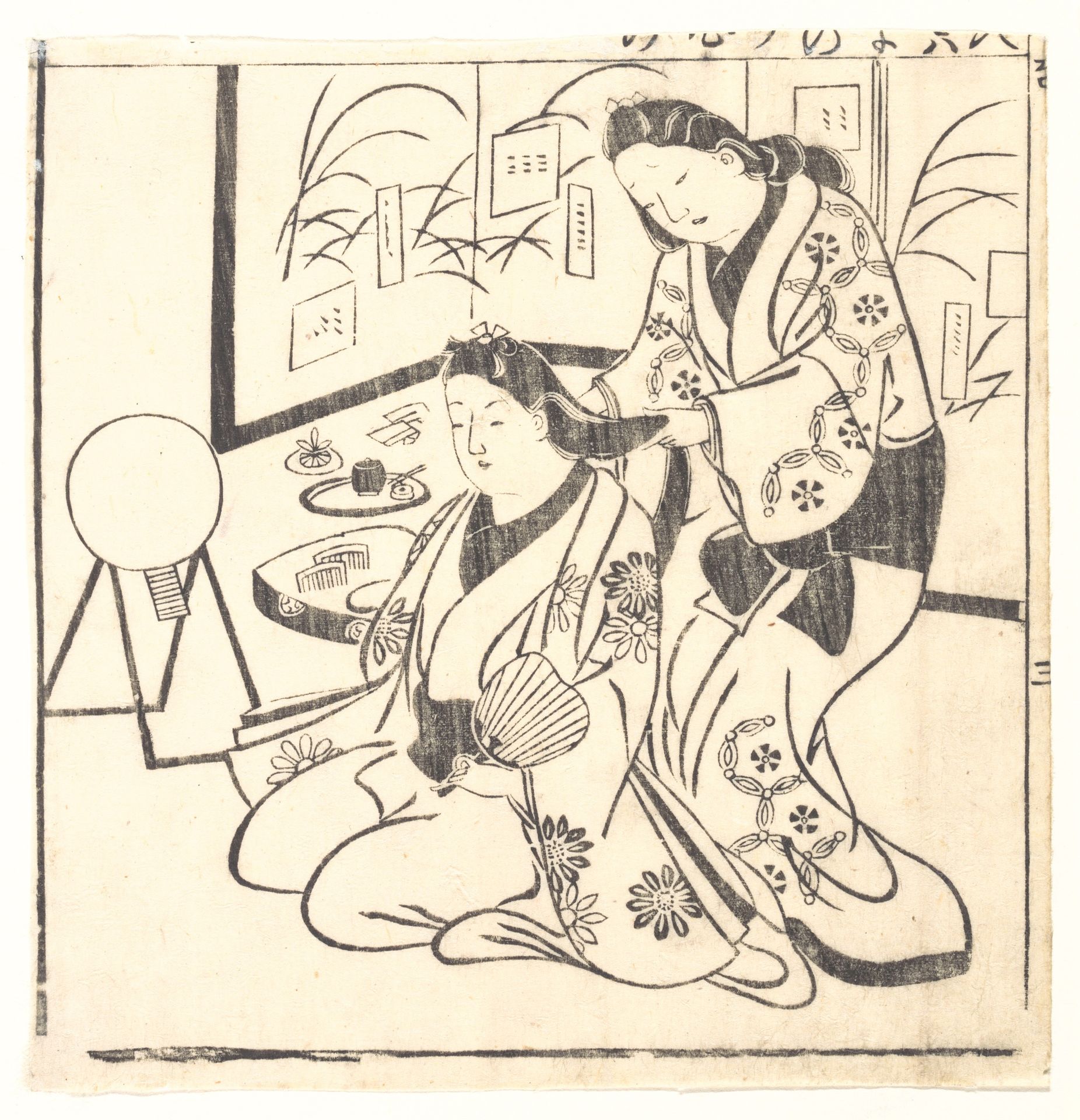 Leaf from a Book Entitled: Wakoku Hiaku-jo, One Hundred Japanese Women by Hishikawa Moronobu 菱川師宣