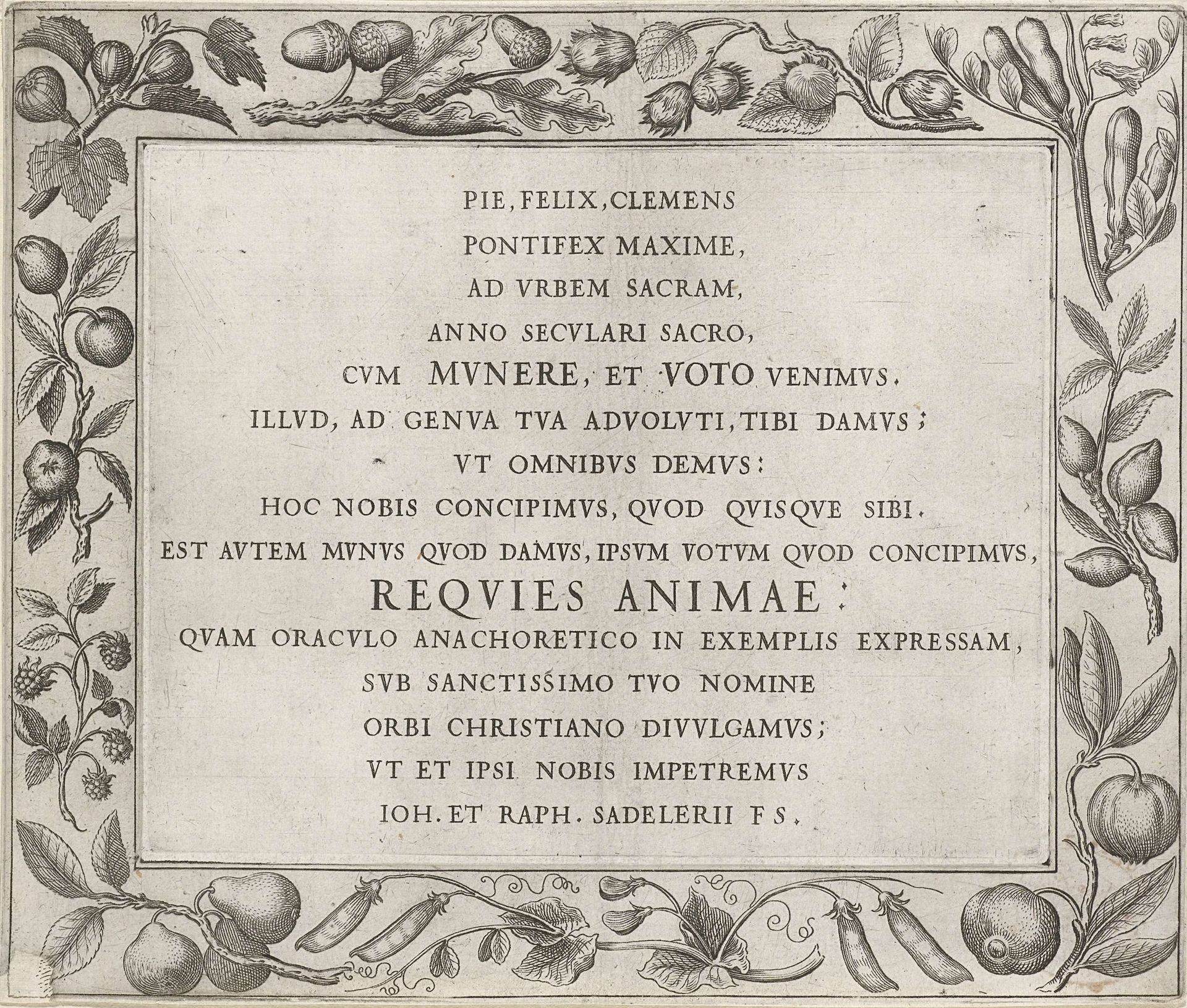 Ornamentele lijst met tekst by Johann Sadeler I