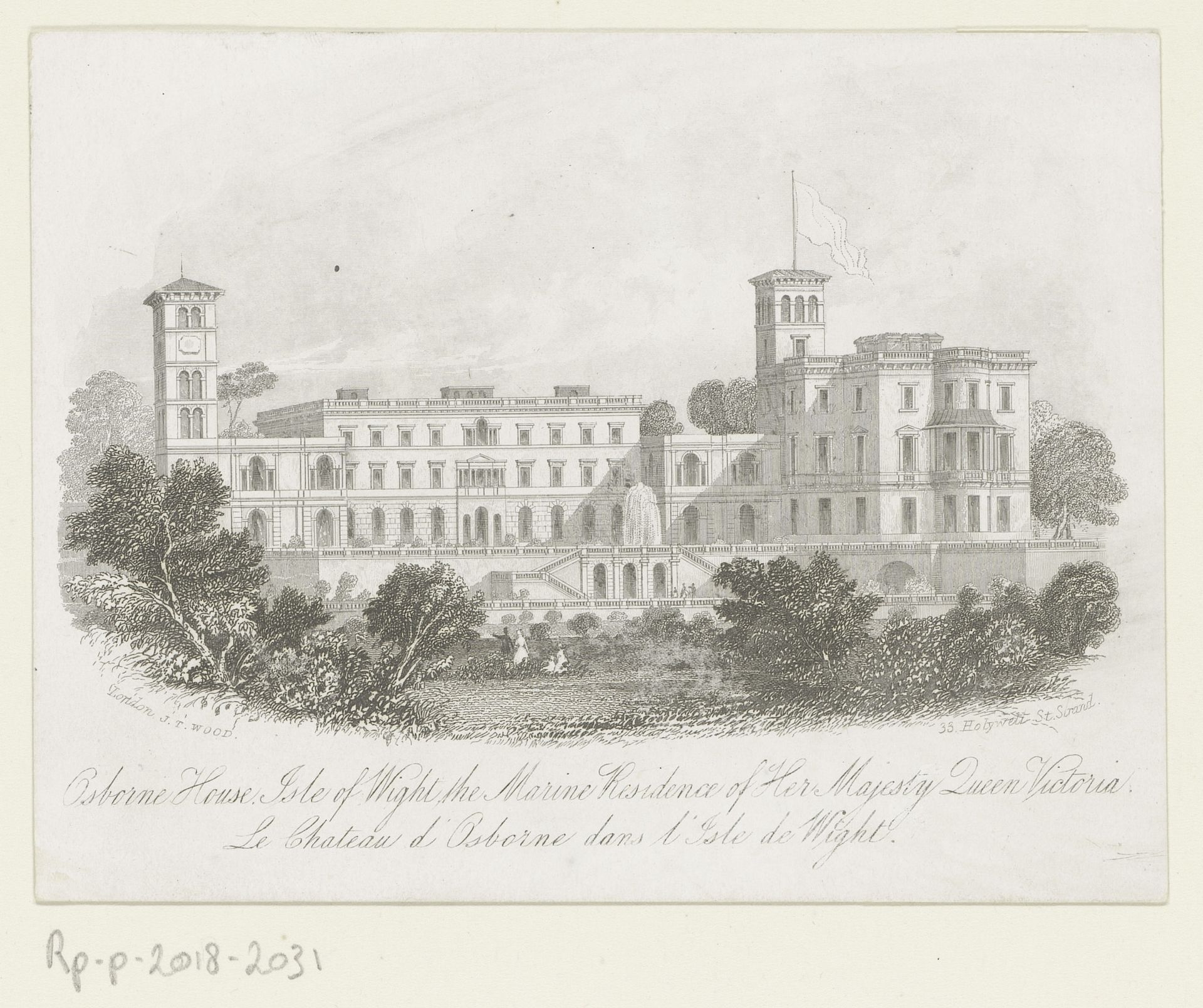 Gezicht op Osborne House, op het eiland Wight by Anonymous