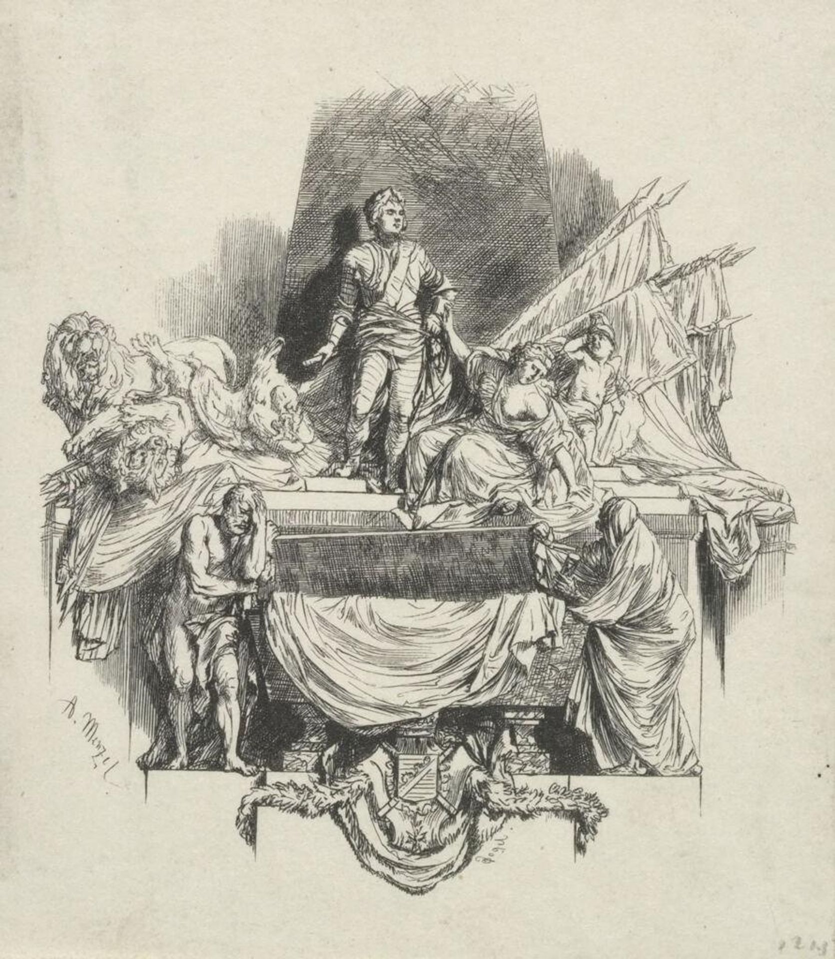 The Monument of Marshall Moritz von Sachsen in the Thomas Church in Strassburg by Adolph Menzel