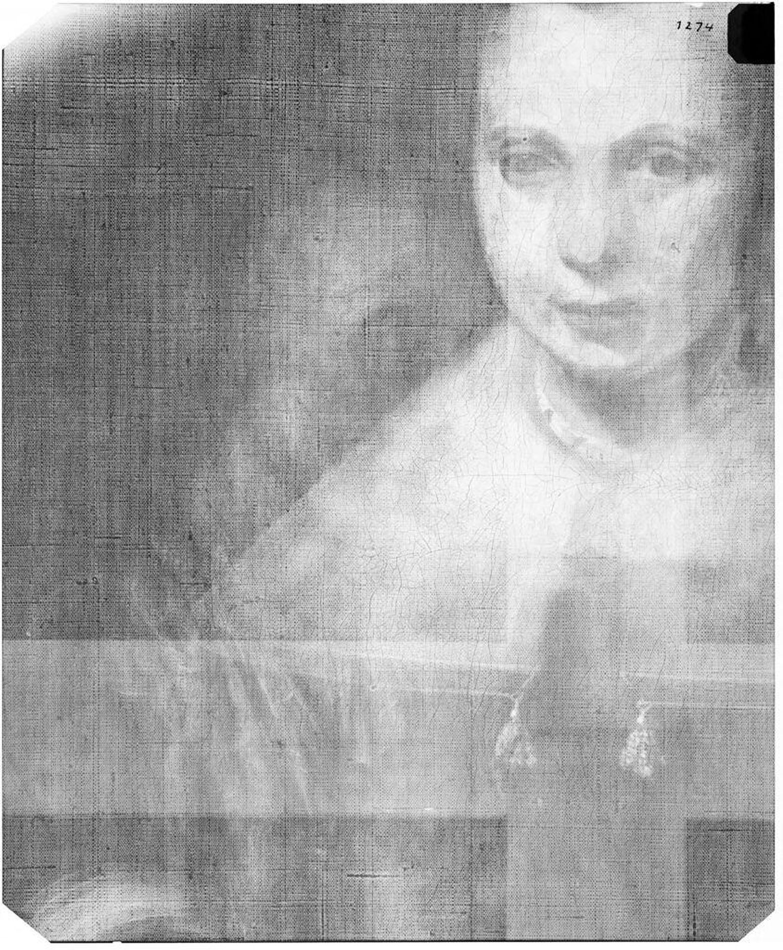 X-radiograph(s) of "Old Woman Praying (Girl underneath)" by Artist of original: Nicolaes Maes