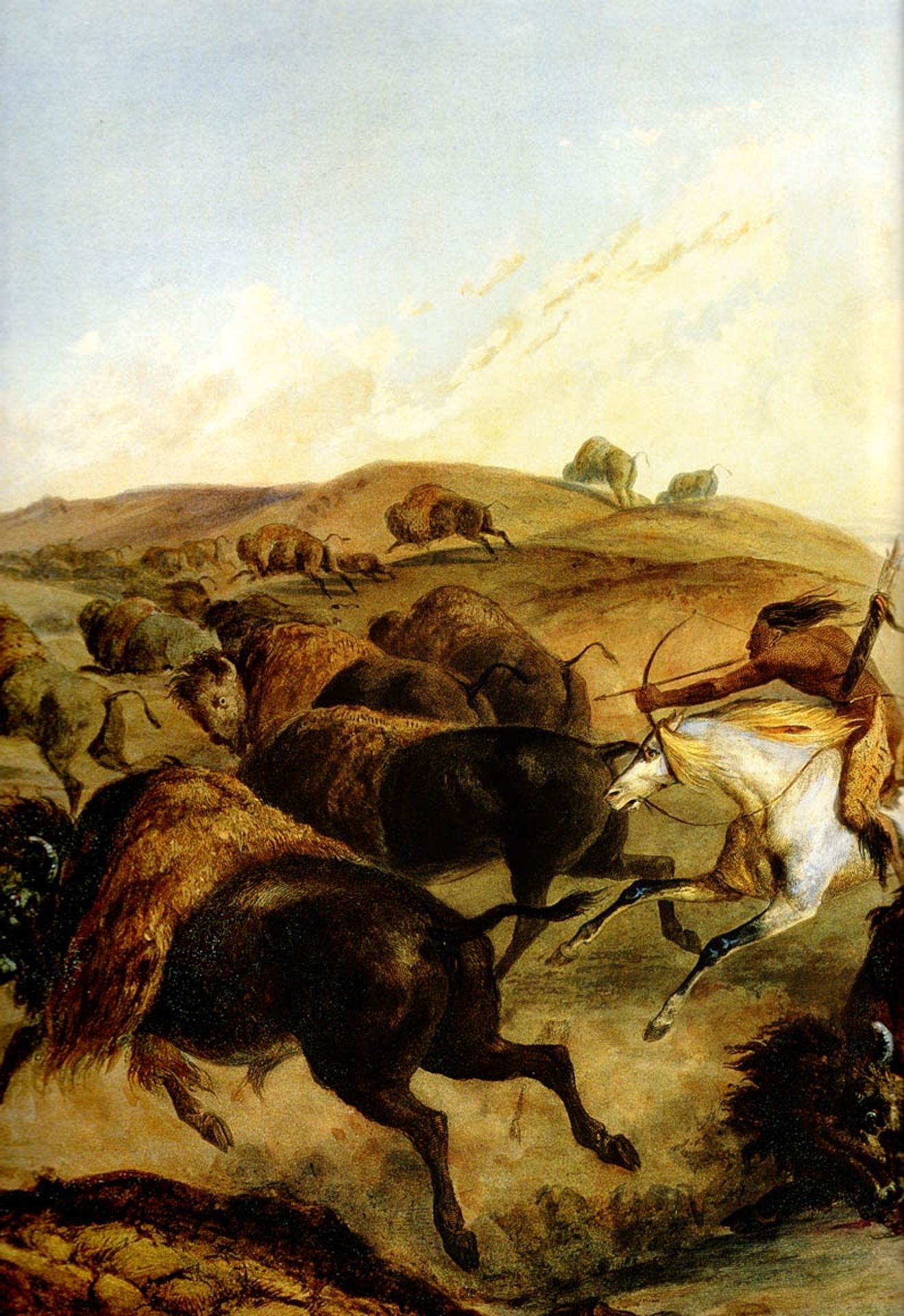 Indians Hunting The Bison [ Left ] by Karl Bodmer
