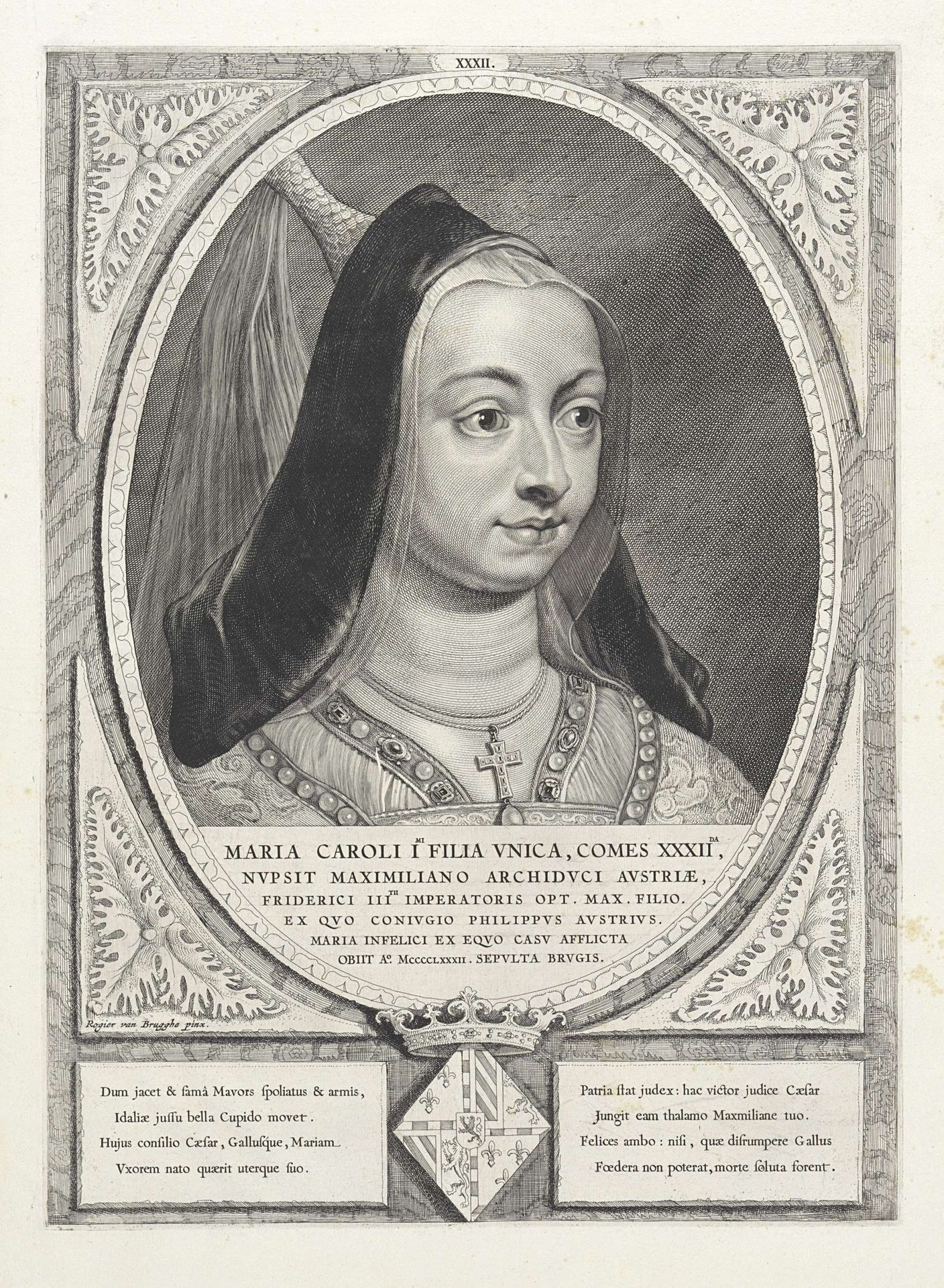 Portret van Maria, hertogin van Bourgondië by Cornelis Visscher
