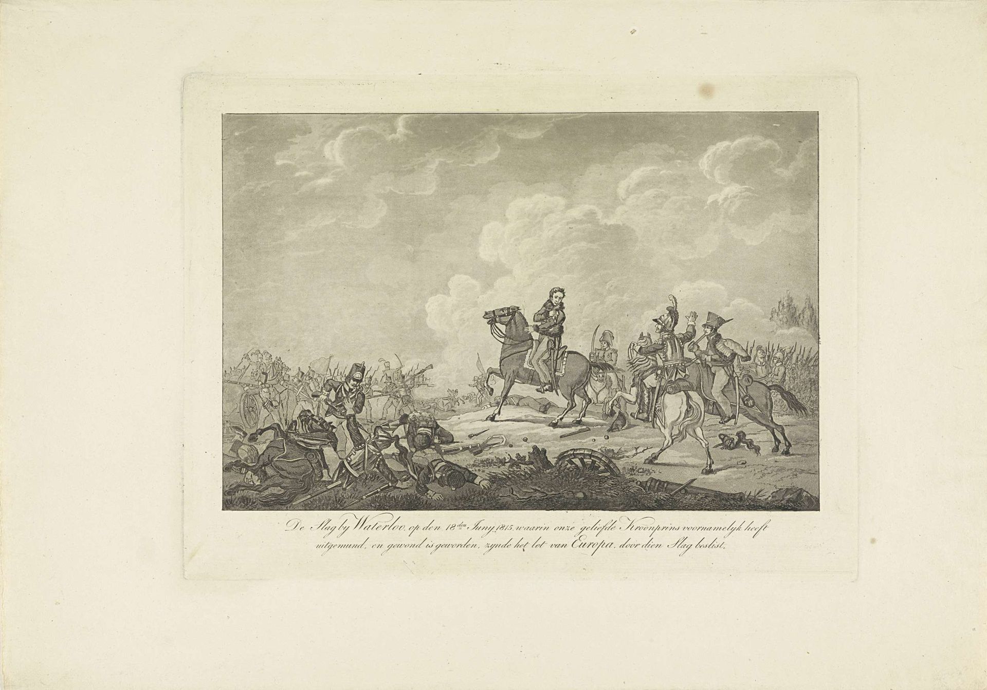 Prins van Oranje raakt gewond tijdens de slag bij Waterloo, 1815 by Anonymous