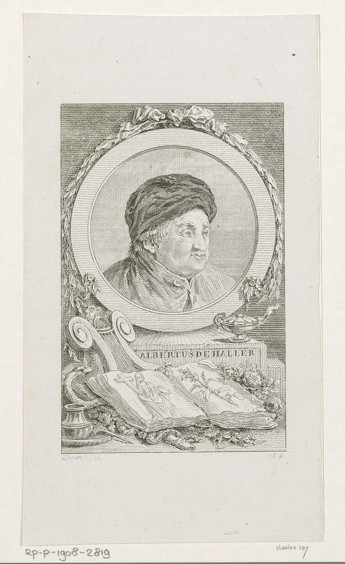 Portret van Albrecht von Haller by Balthasar Anton Dunker