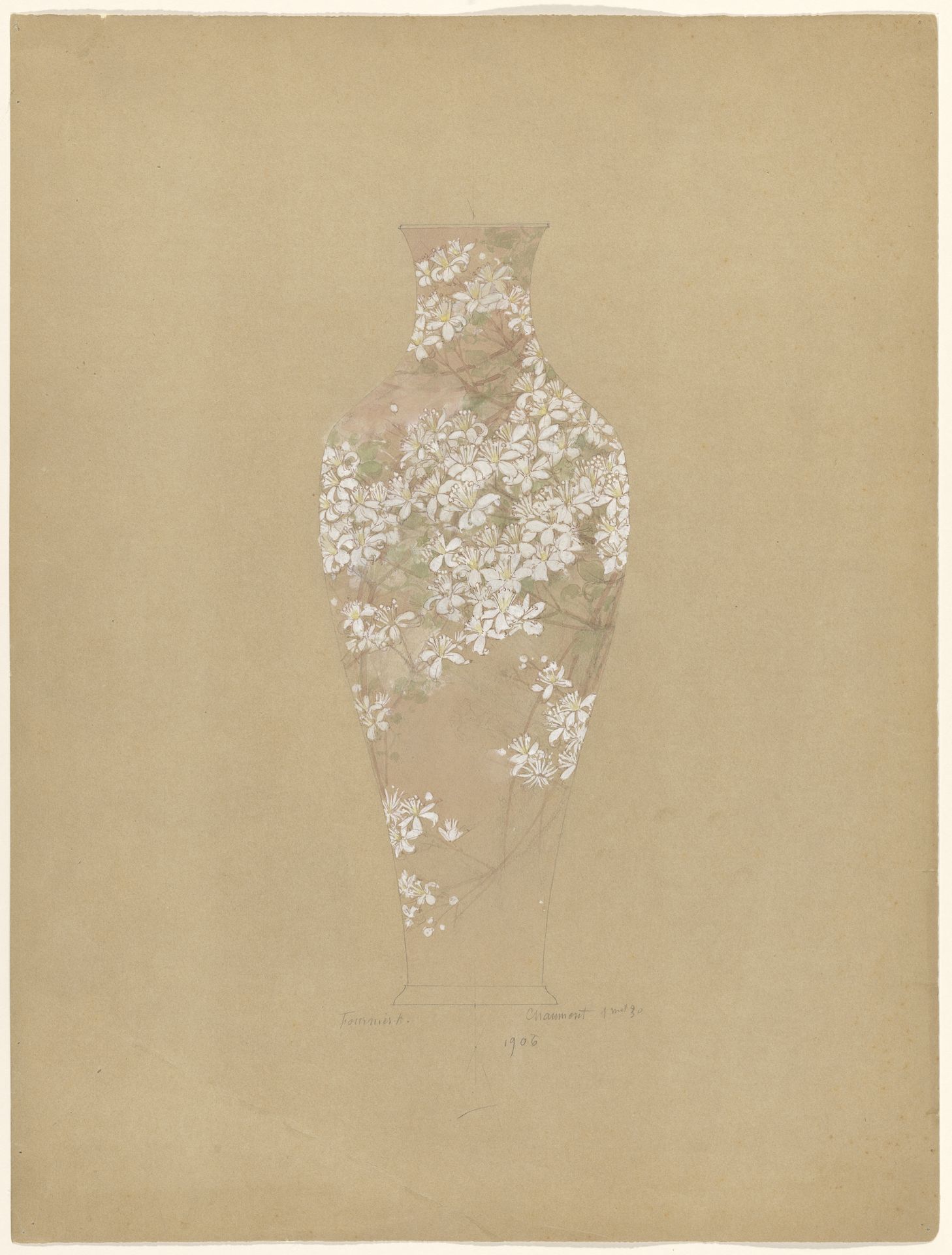 Ontwerp voor de beschildering van een porseleinen 'vase Chaumont' te Sèvres by Anatole-Alexis Fournier