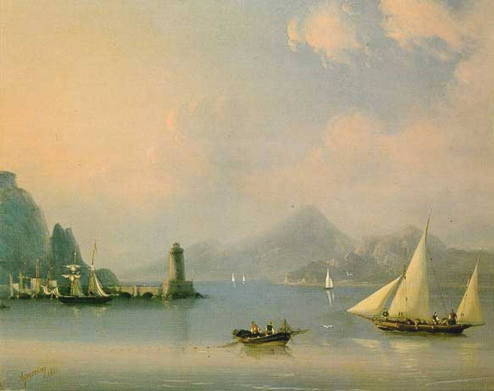 Sea channel with lighthouse by Ivan Konstantinovich Aivazovsky