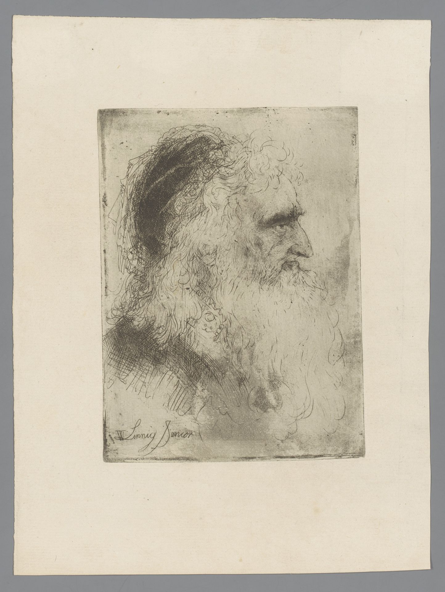 Portret van een oude man met lange baard by Willem (II) Linnig