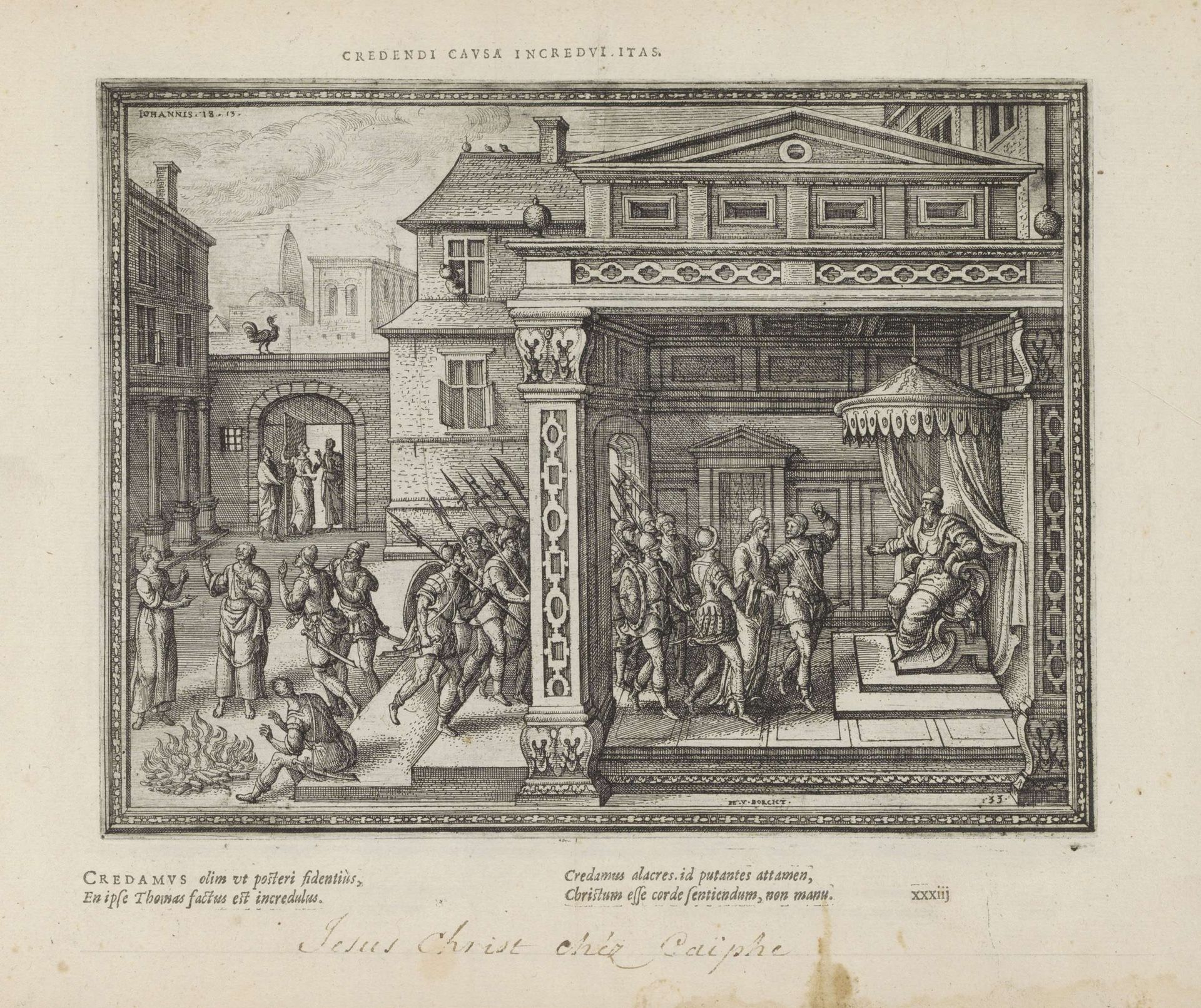 Christus voor Annas en de verloochening van Petrus by Pieter van der (I) Borcht