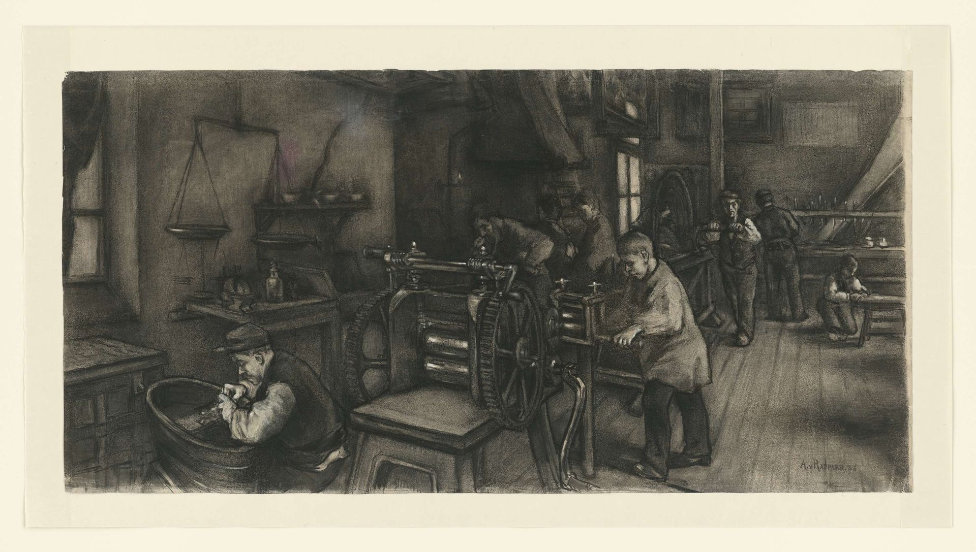 Werkplaats in de zilverfabriek by Anthon Gerhard Alexander van Rappard