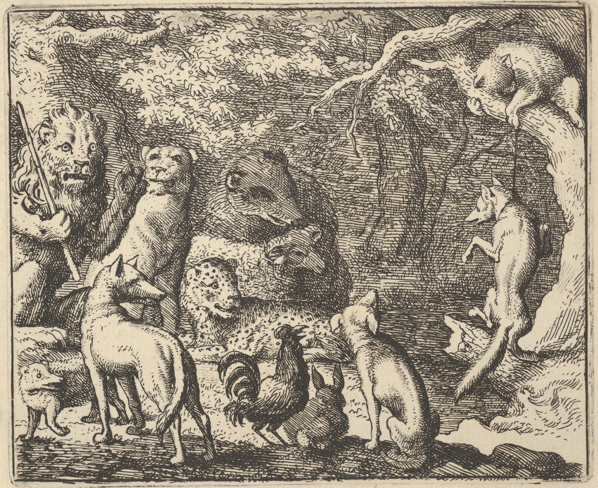 Renard Asks for Confession from Hendrick van Alcmar's Renard The Fox by Allart van Everdingen